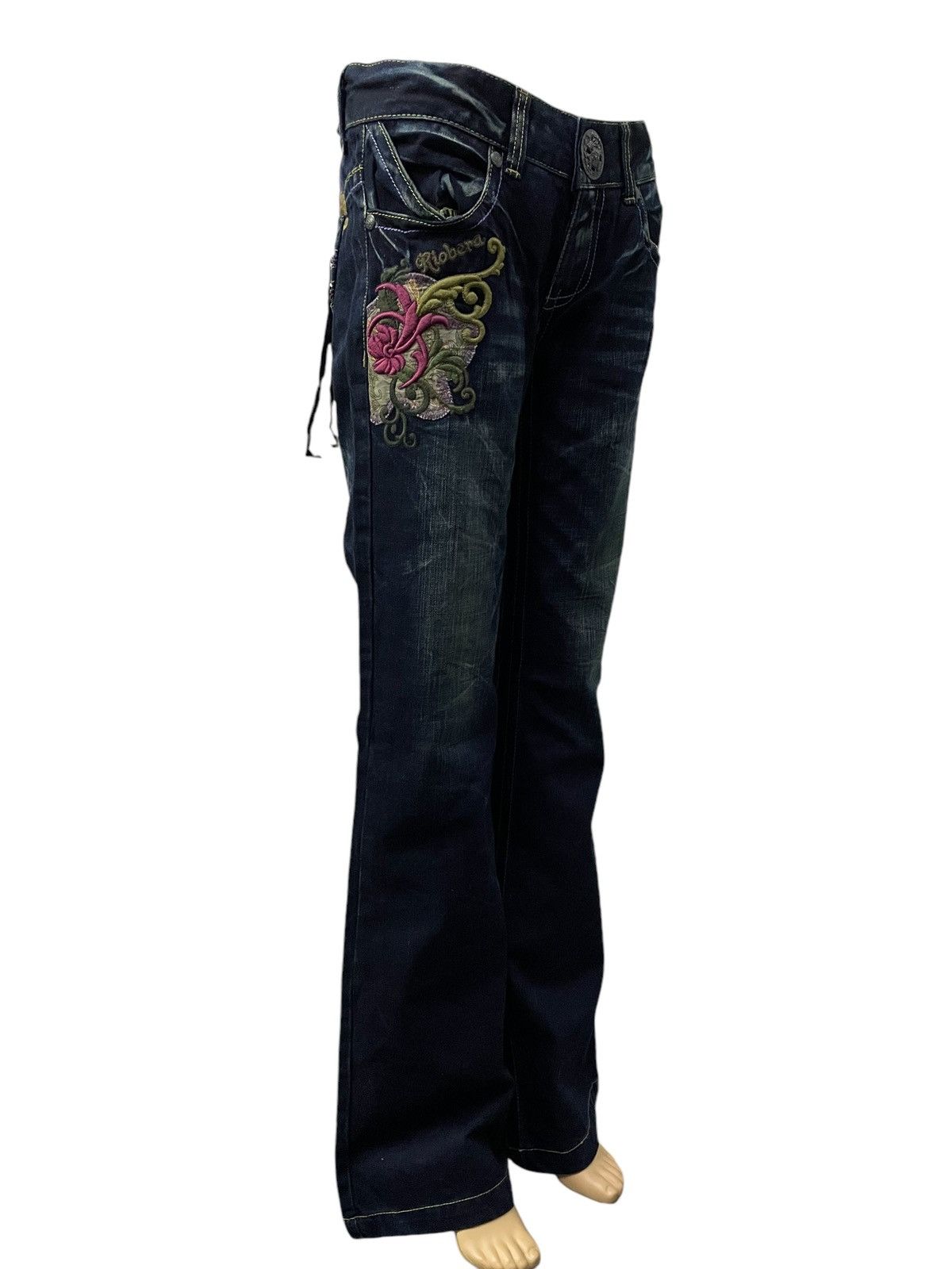 Affliction Riobera Embroidery Red Pepper Lolita Style Pocket Flare Pant Size US 28 / EU 44 - 4 Thumbnail