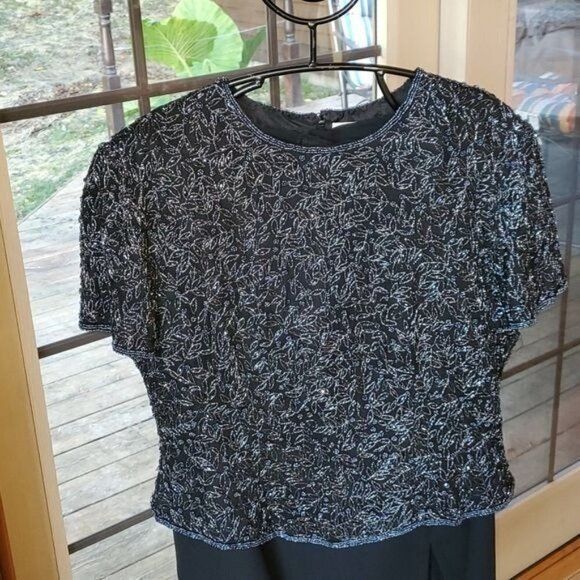 Adrianna Papell Adrianna Papell Boutique Evening Embellished 100% Silk Top & Size XL / US 12-14 / IT 48-50 - 2 Thumbnail