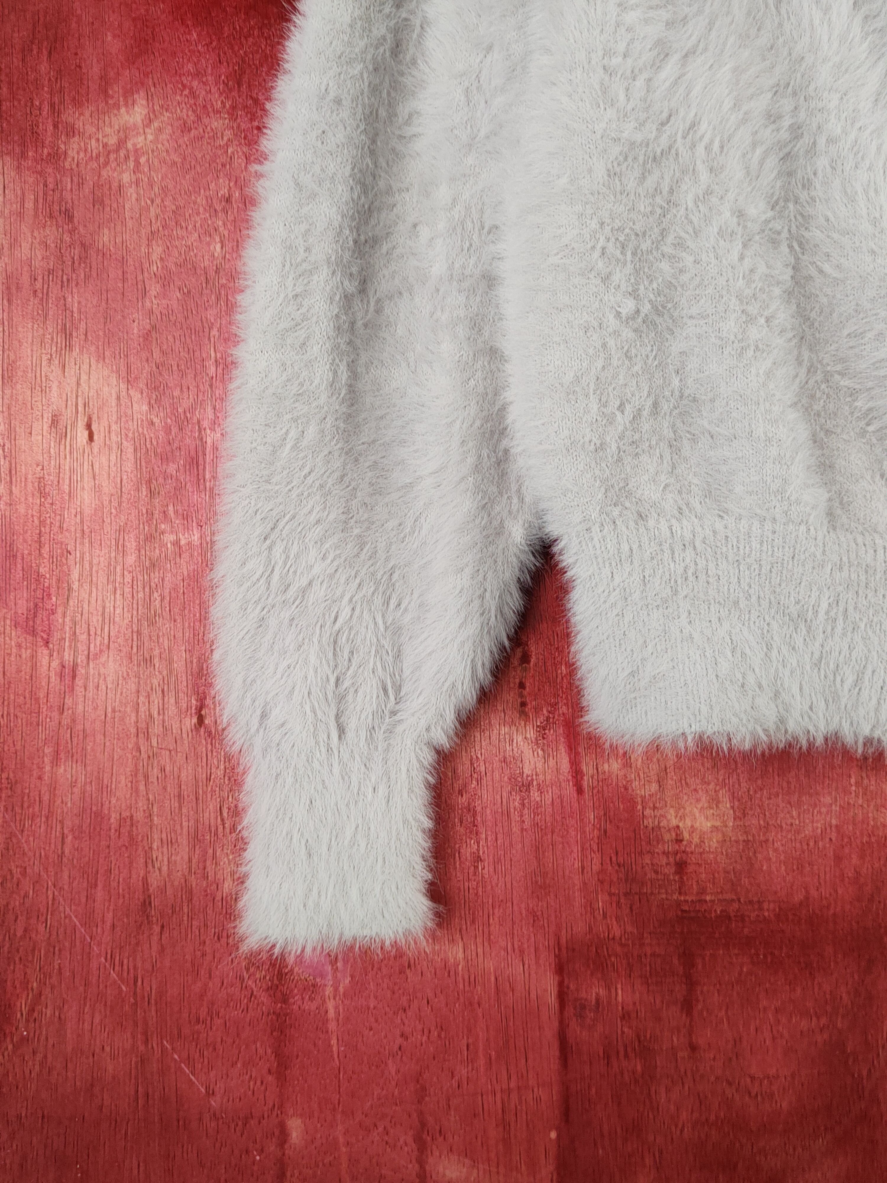 Japanese Brand Vis Light Gray Shag Shaggy Fur Mohair Crop Tops #S1685 Size M / US 6-8 / IT 42-44 - 4 Thumbnail