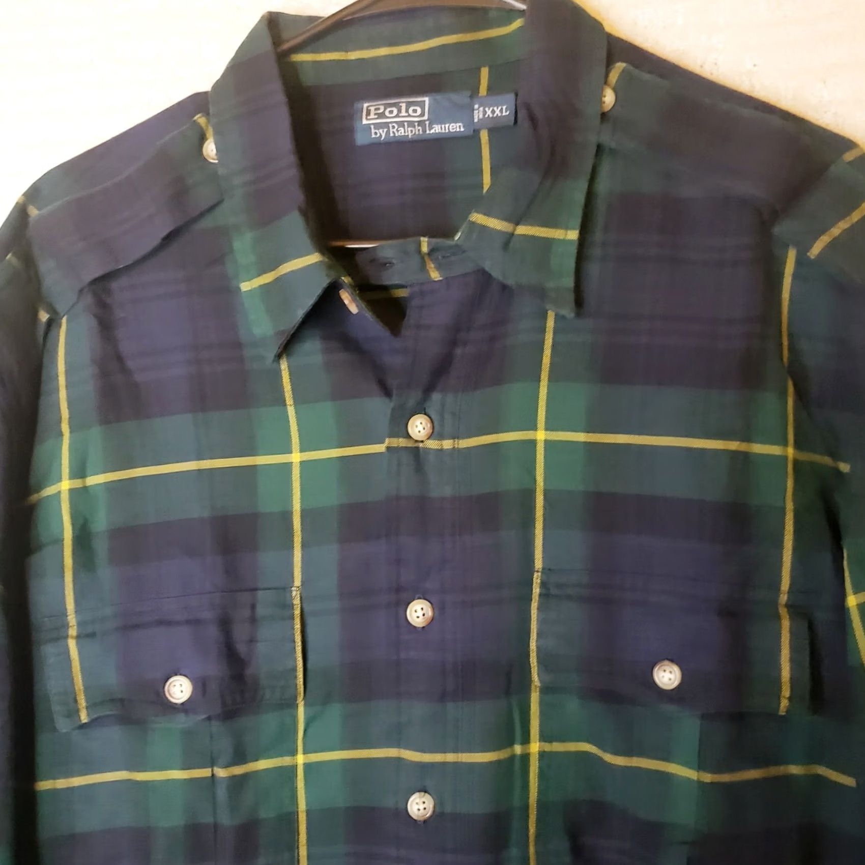 Polo Ralph Lauren Polo Ralph Lauren Shirt 2XL Button-Up Long Sleeve Plaid Blue Green Cotton Flannel Casual Mens Vintage? Size US XXL / EU 58 / 5 - 3 Thumbnail