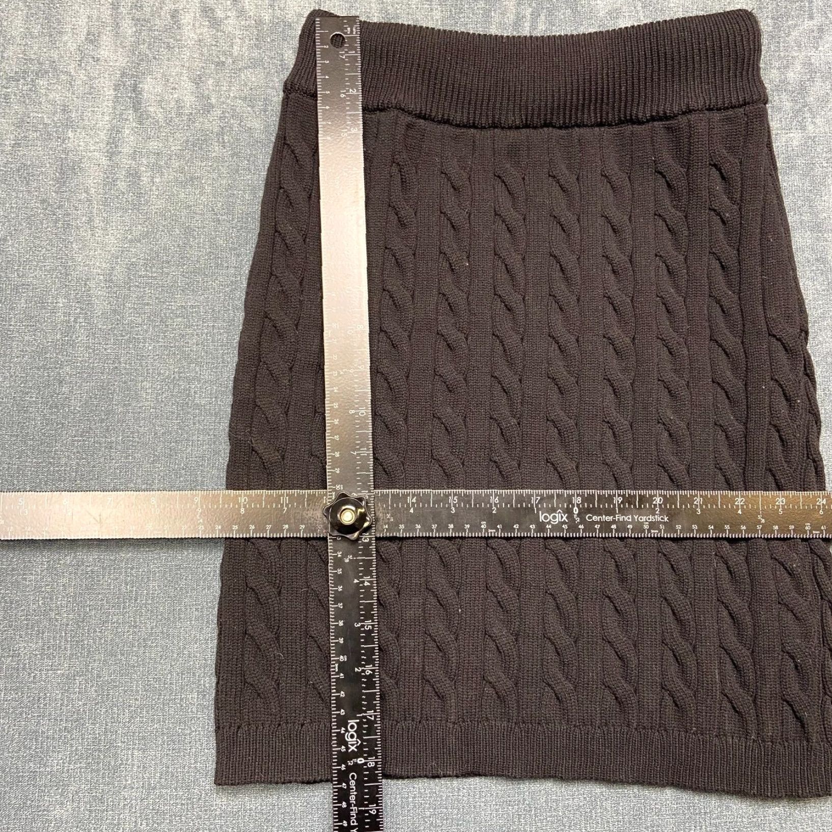 Alexander Wang Alexanderwang A Line SKirt Womens 23W Black Cable Knit Knee Length Elastic Waist Size 40" / US 18 - 7 Thumbnail