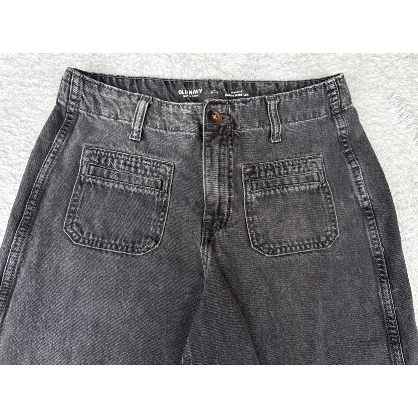 Old Navy Old Navy Jeans Womens 4 Adult 27x27 Black Denim Wide-Leg 90s Retro Distressed Pockets Regular Rise Womens Size 27" / US 4 / IT 40 - 4 Thumbnail