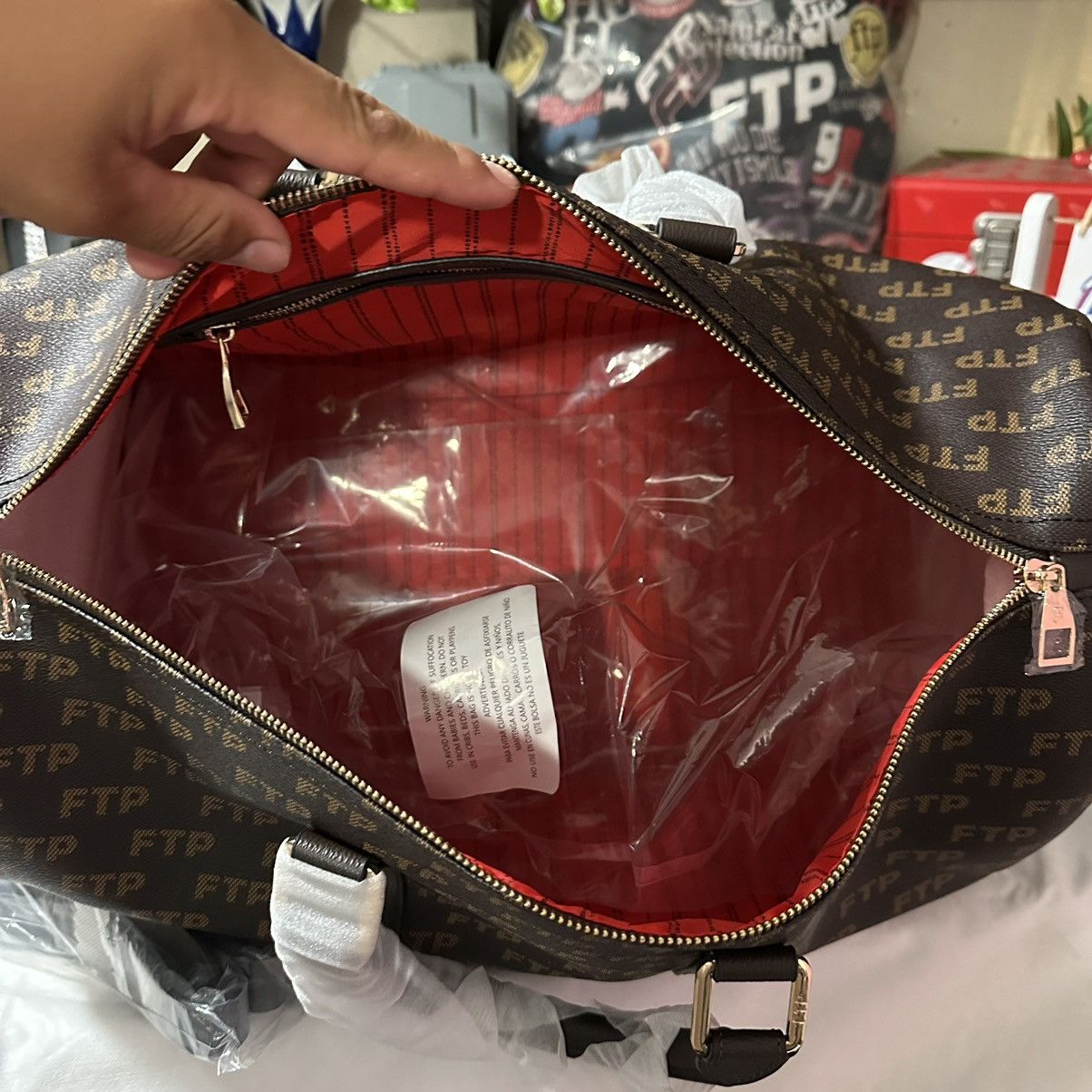 Fuck The Population FTP Brown Damier Duffle Bag Size ONE SIZE - 11 Thumbnail