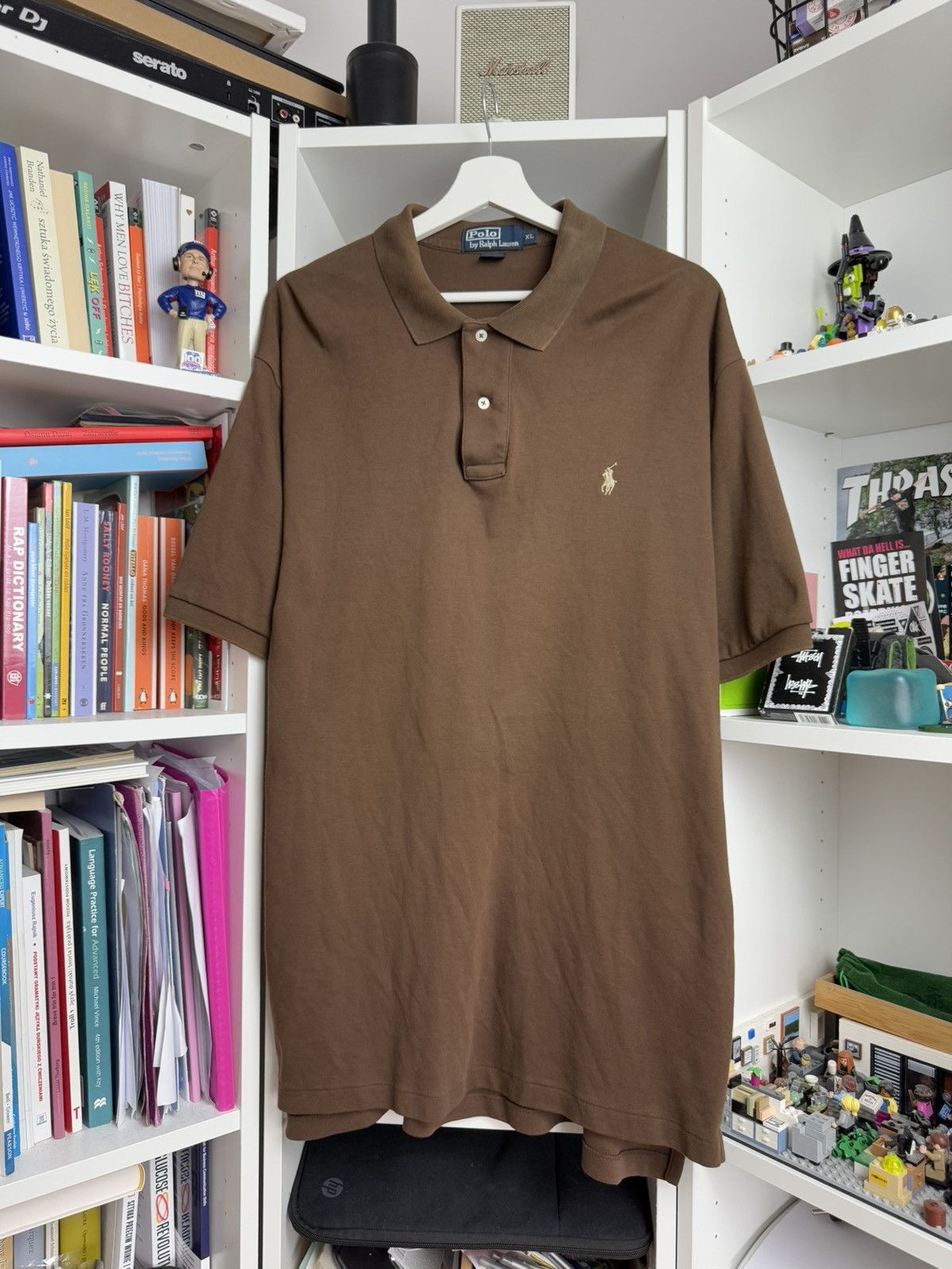 Designer × Polo Ralph Lauren × Ralph Lauren Vintage y2k Polo Ralph Lauren brown polo t-shirt XL drill Size US XL / EU 56 / 4 - 1 Thumbnail