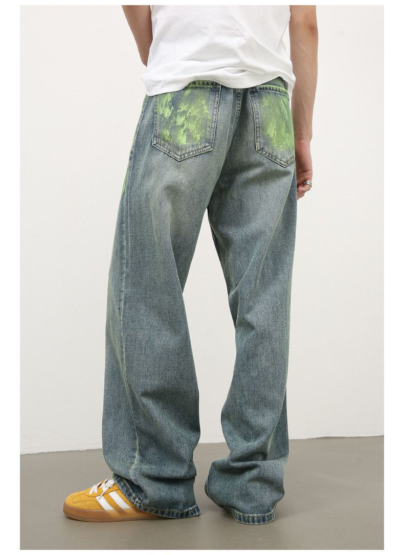Japanese Brand × Jean Men's ink-splashed loose straight-leg wide-leg jeans Size US 32 / EU 48 - 6 Thumbnail