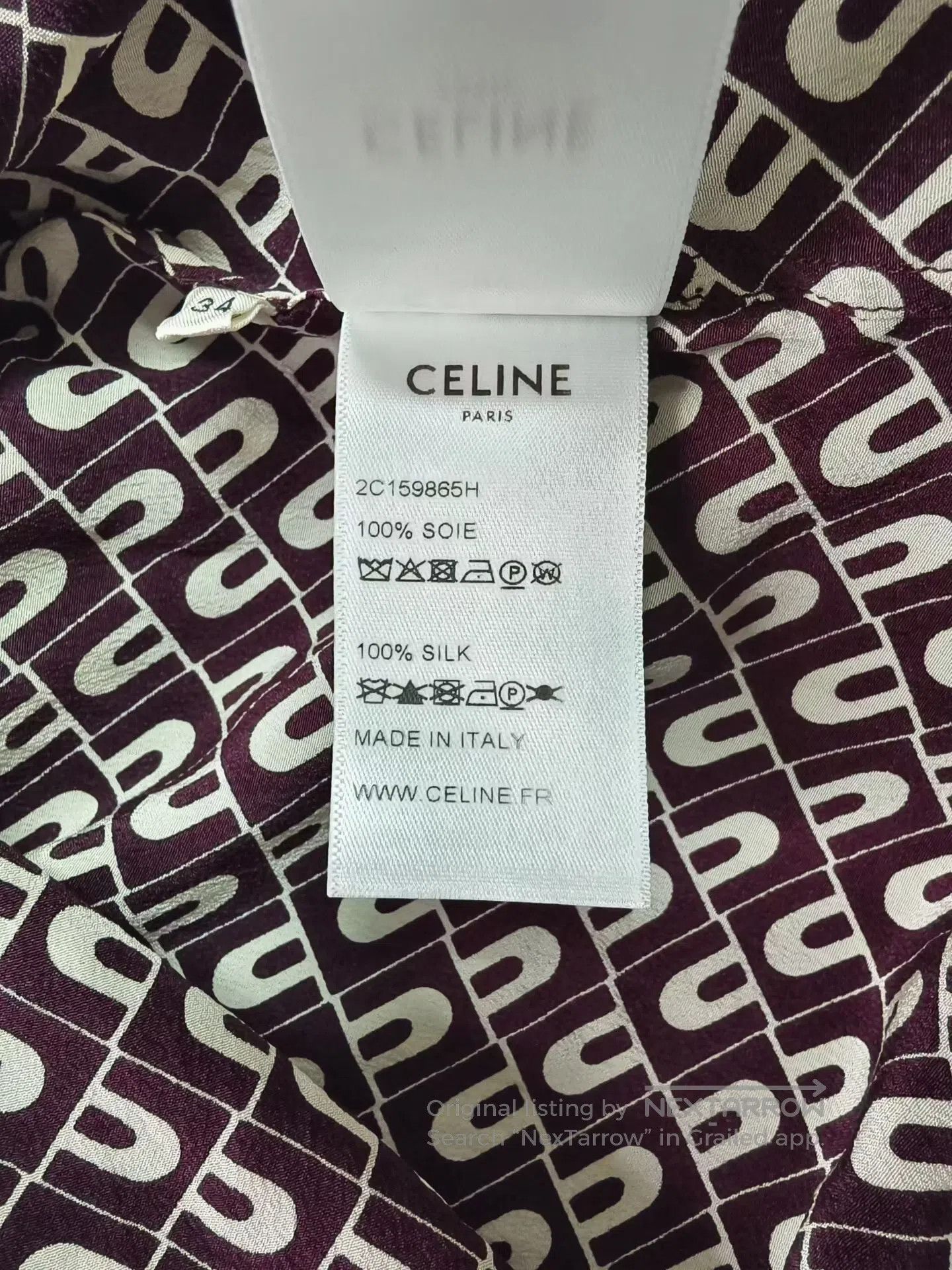 Celine CELINE Black and White Print Mulberry Silk Ruffled Shirt| Size XXS / US 00 / IT 34 - 5 Thumbnail