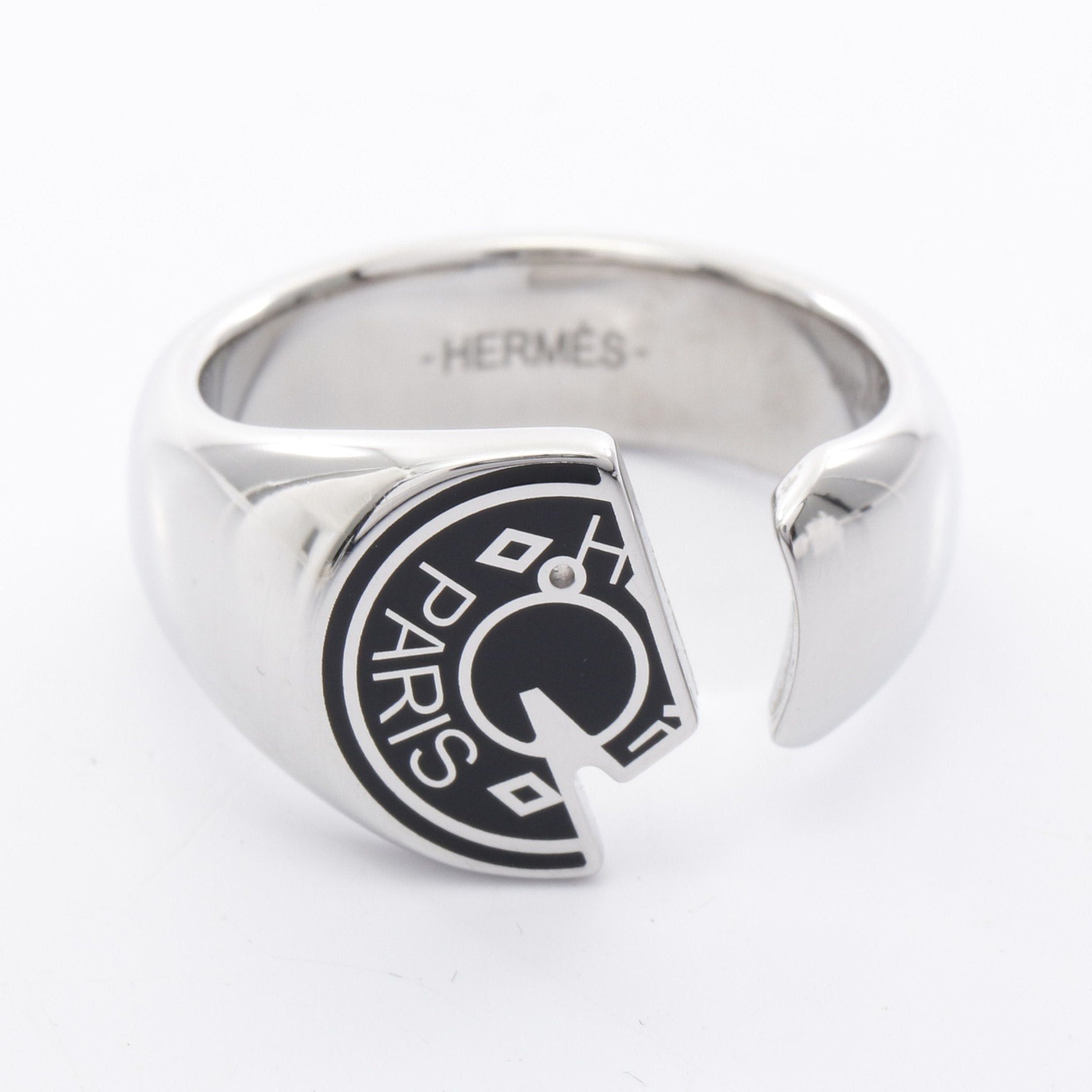 Hermes Carrousel Ring Silver Black