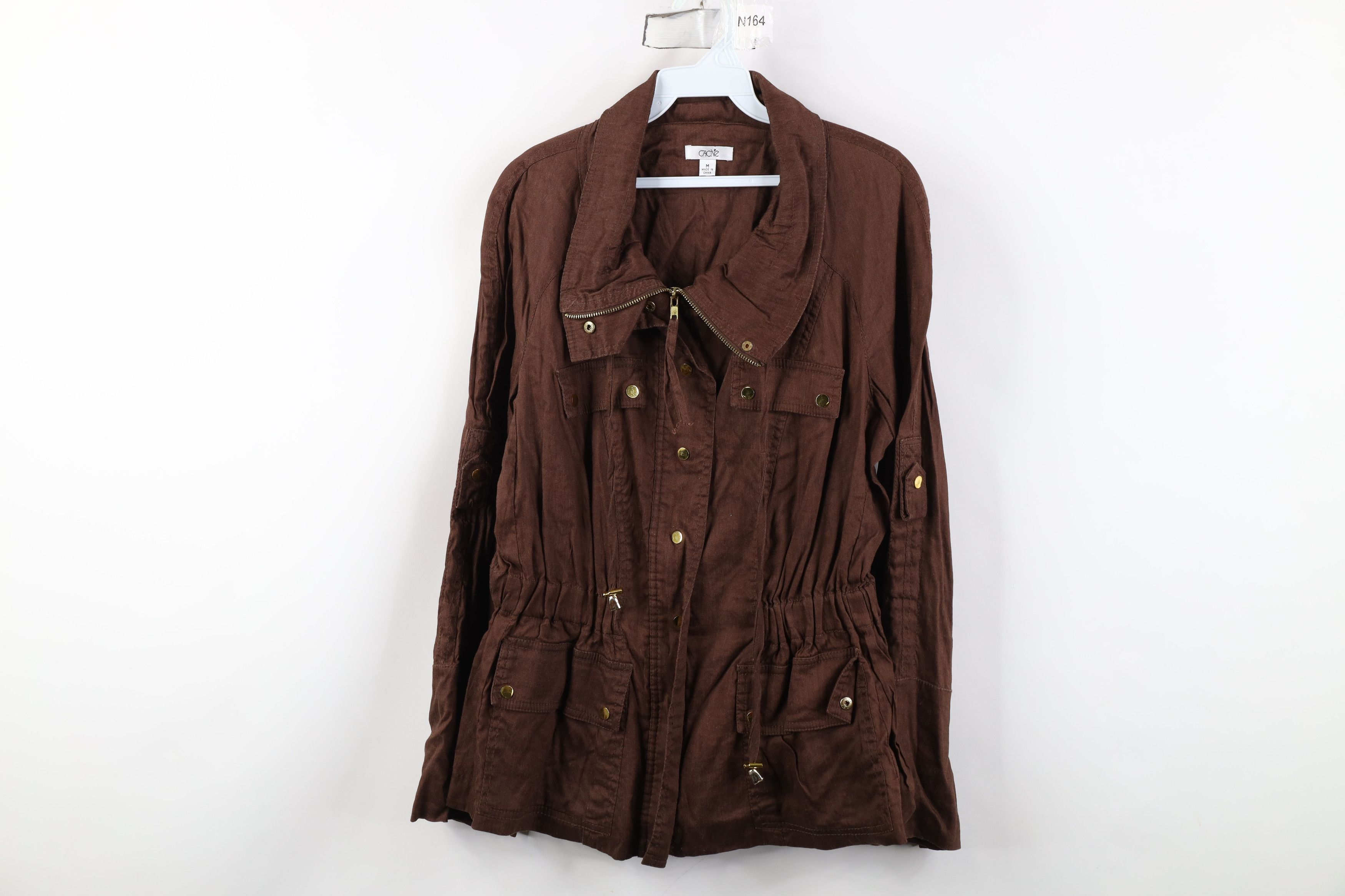 Vintage Vintage 90s Y2K Cache Flared Sleeve Linen Jacket Brown Size M / US 6-8 / IT 42-44 - 1 Thumbnail