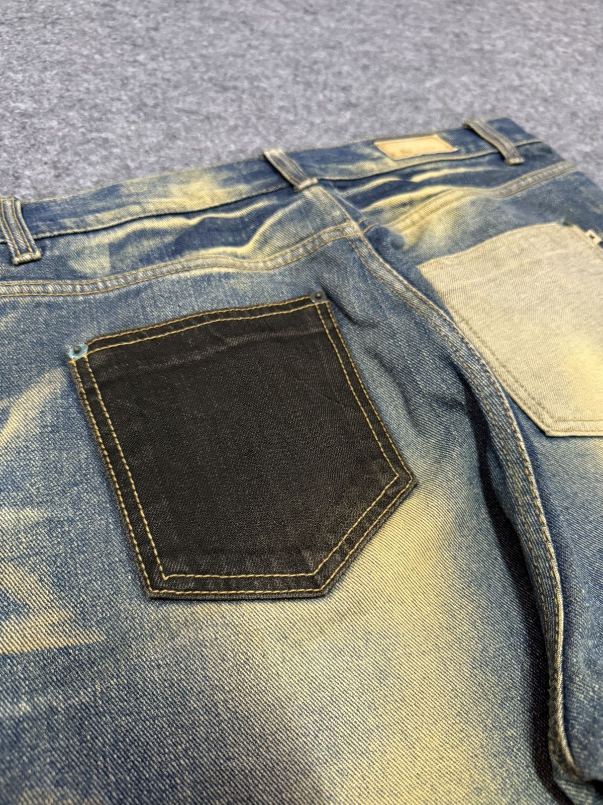Japanese Brand Joge Martin Japan Mud Wash Rusty Patchwork Tapered Jeans Size US 31 - 15 Thumbnail