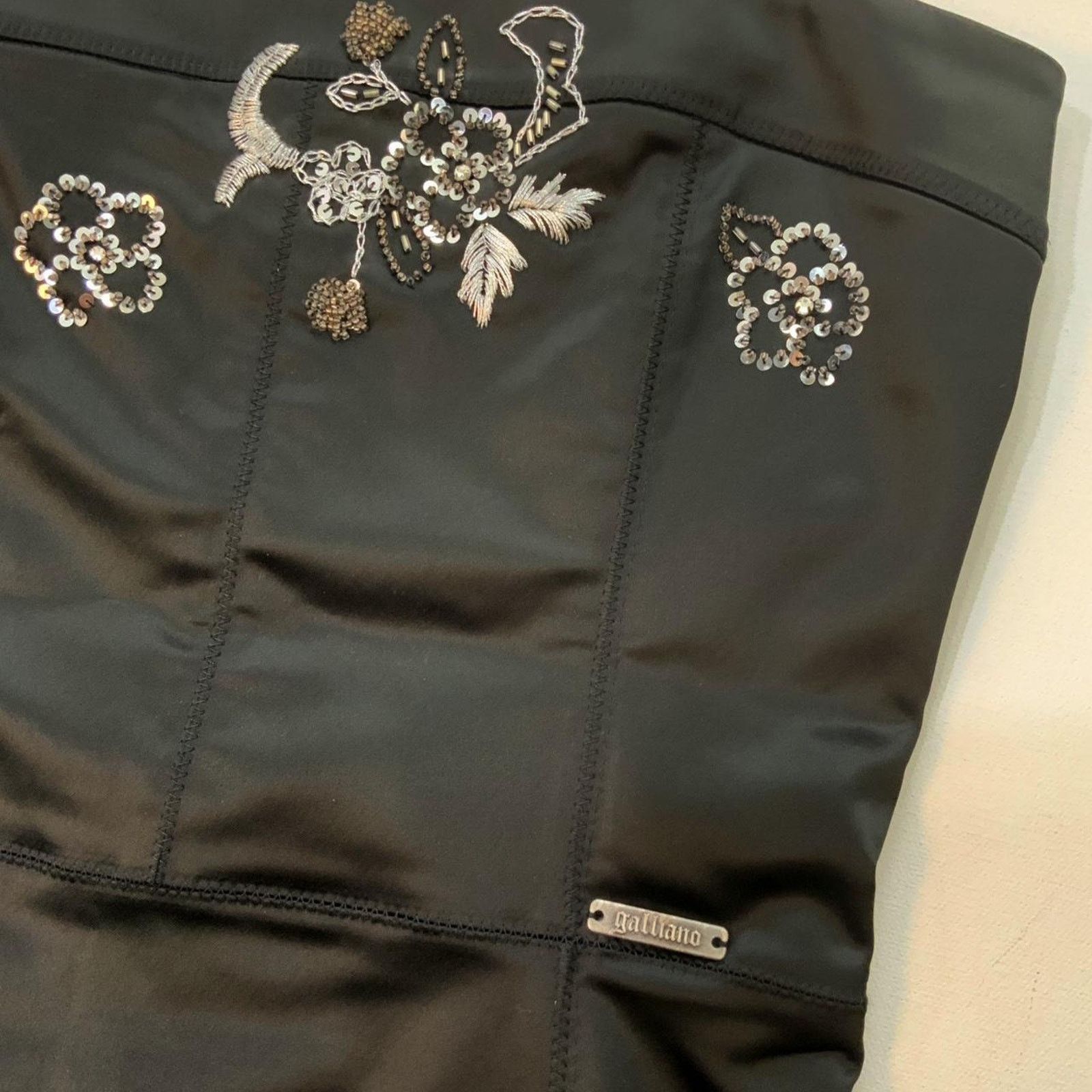 John Galliano Galliano black satin mini dress Size M / US 6-8 / IT 42-44 - 2 Thumbnail