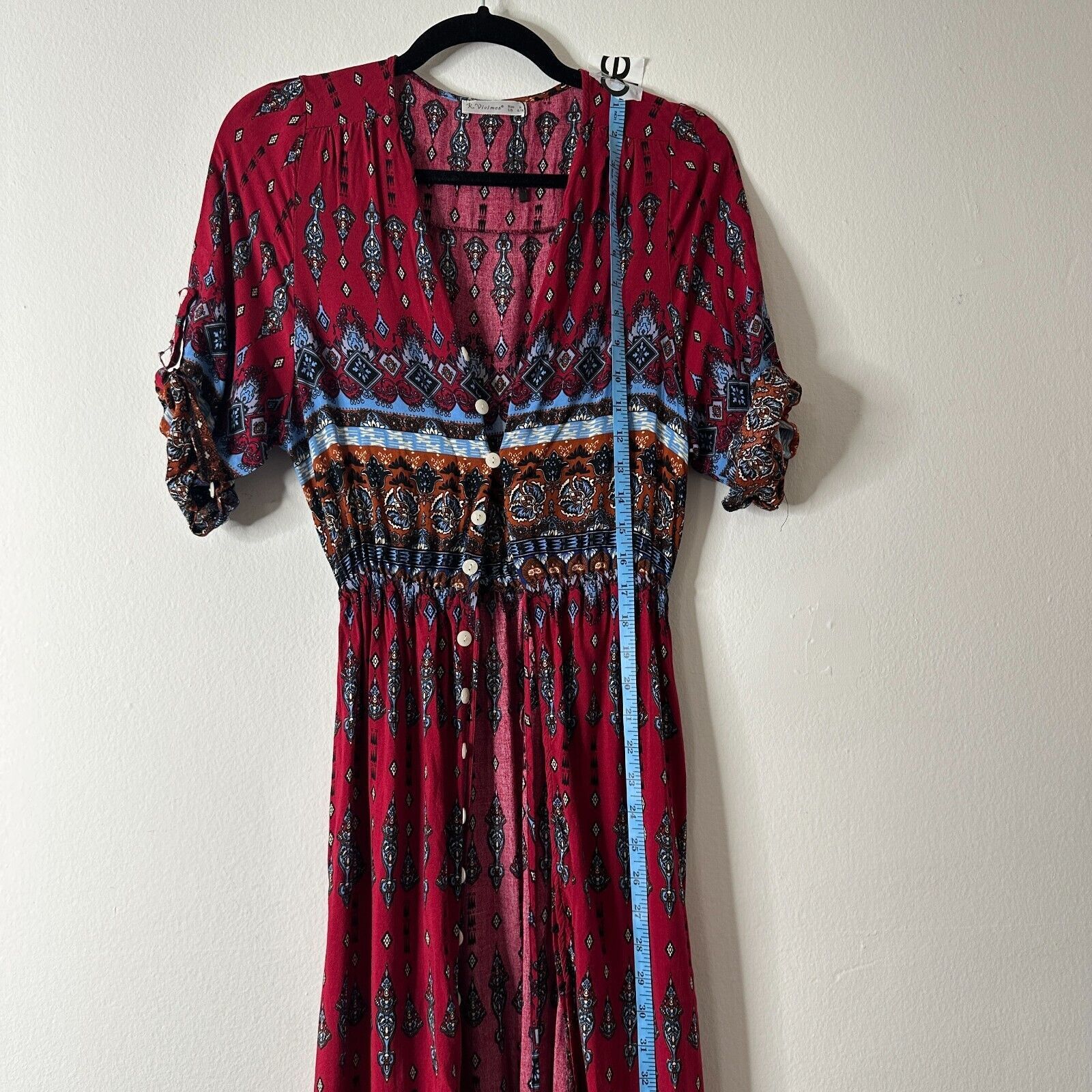 Other R. Vivimos VNeck Button Front Paisley Dress Red Blue Multi S Size S / US 4 / IT 40 - 11 Thumbnail