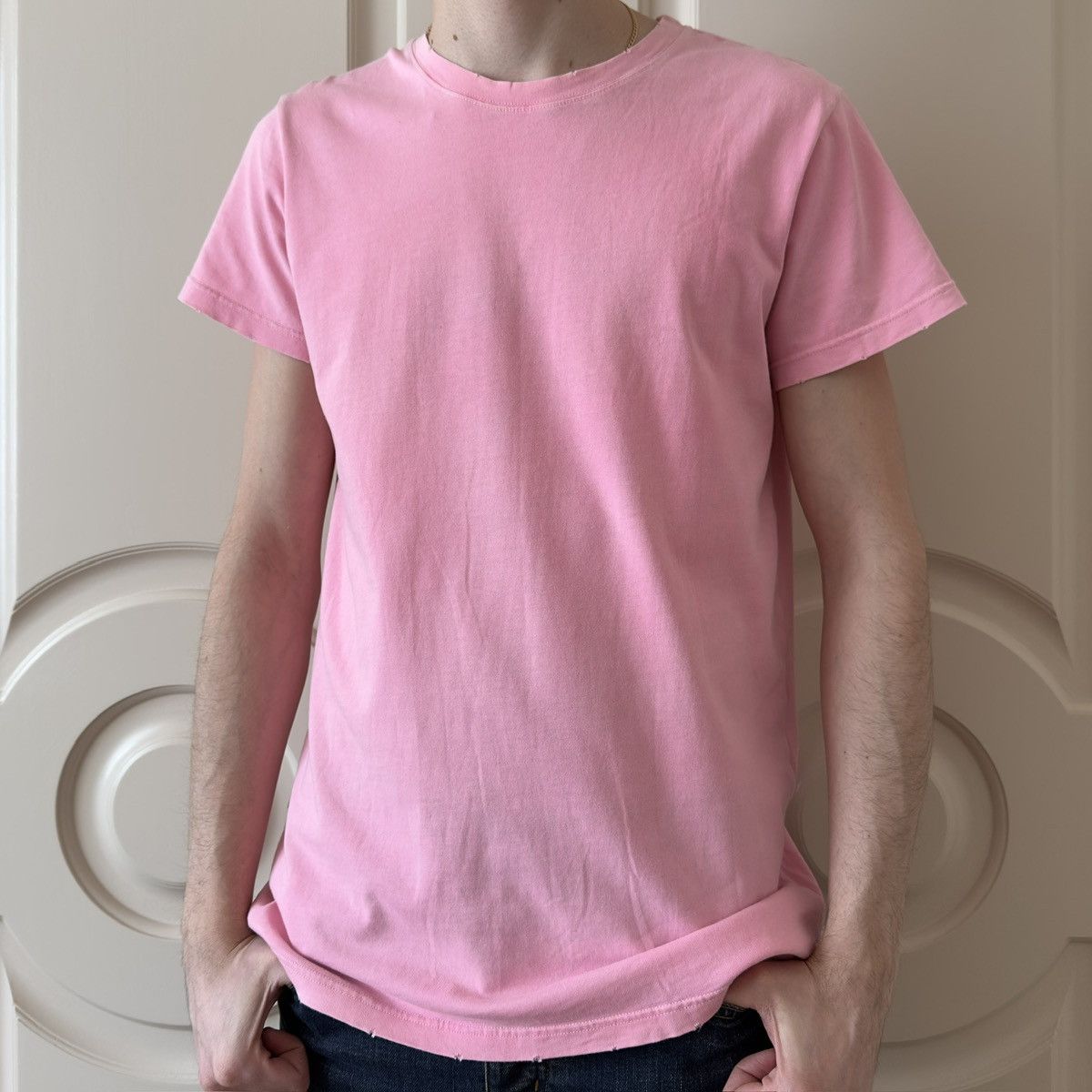 Balmain Balmain S/S 2010 Decarnin Pink Distressed Cotton T-Shirt Size US M / EU 48-50 / 2 - 3 Thumbnail