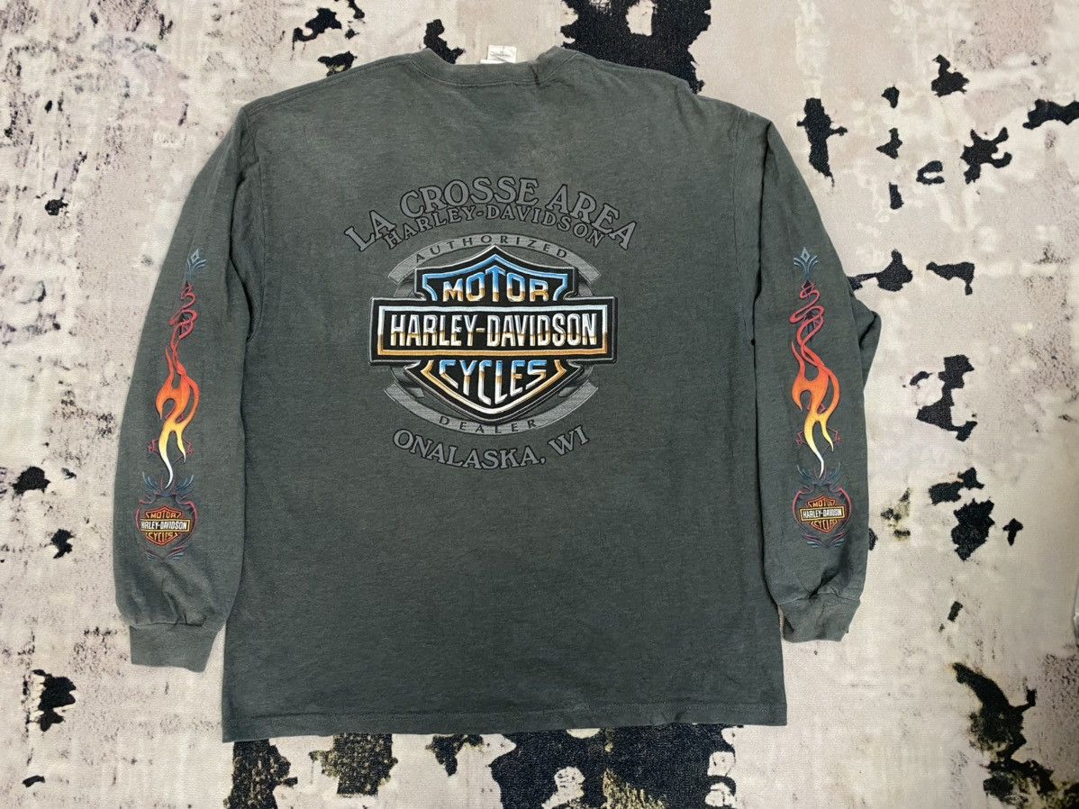 Harley Davidson × Vintage Vtg Harley Davidson Flame L/Sleeve Size US XL / EU 56 / 4 - 2 Thumbnail