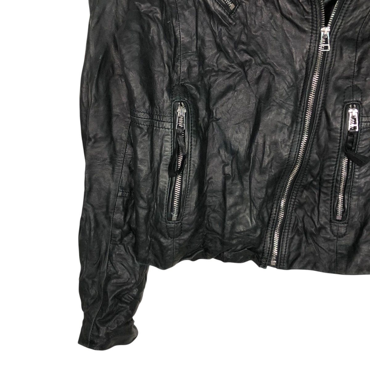Japanese Brand 🔥VINTAGE BIKER LEATHER JACKET DOUBLE COLLAR STRADIVARIUS Size US S / EU 44-46 / 1 - 6 Thumbnail
