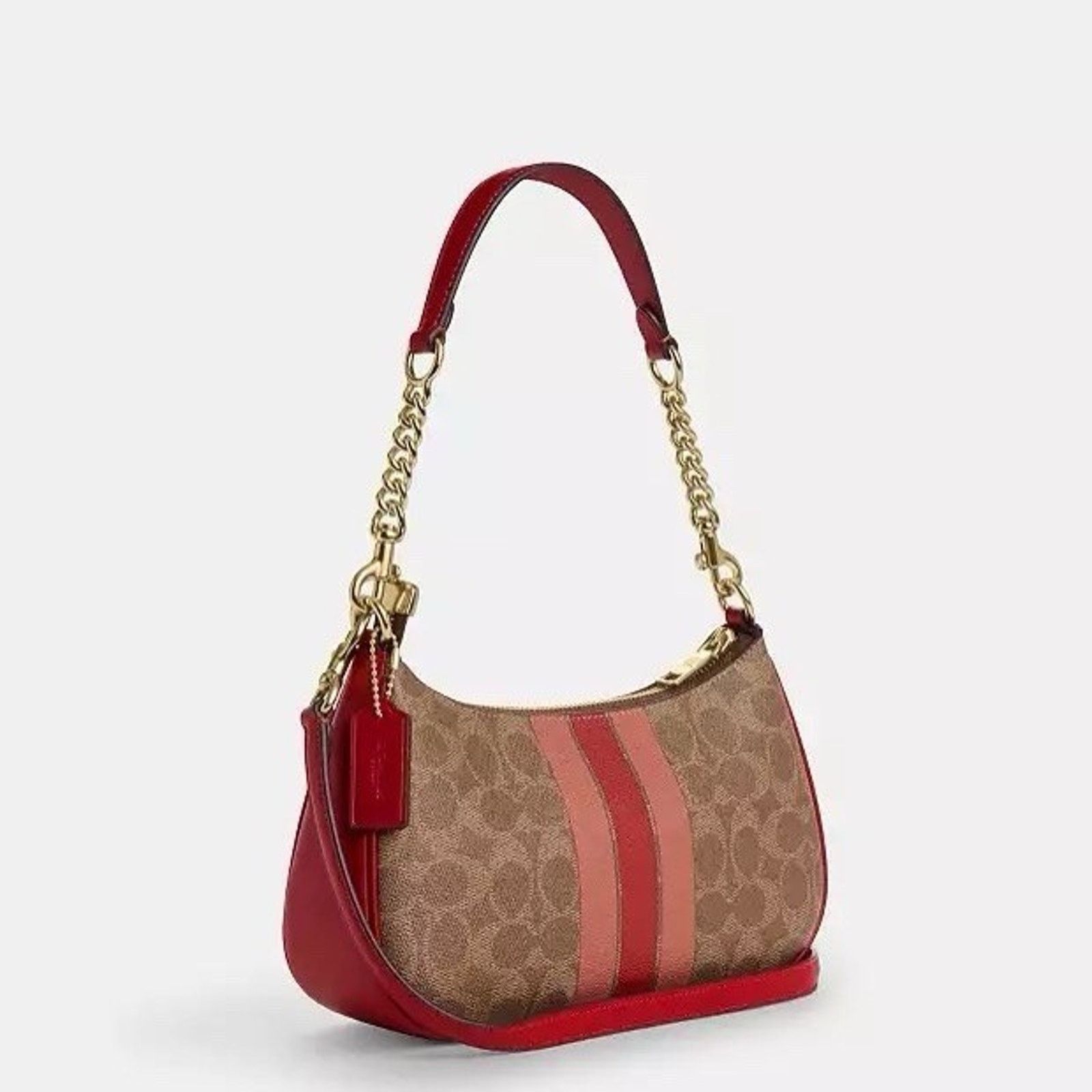 Coach NWT Coach Teri Shoulder Bag With STRIPE CAL81 Gold/Tan Multi Size ONE SIZE - 12 Thumbnail