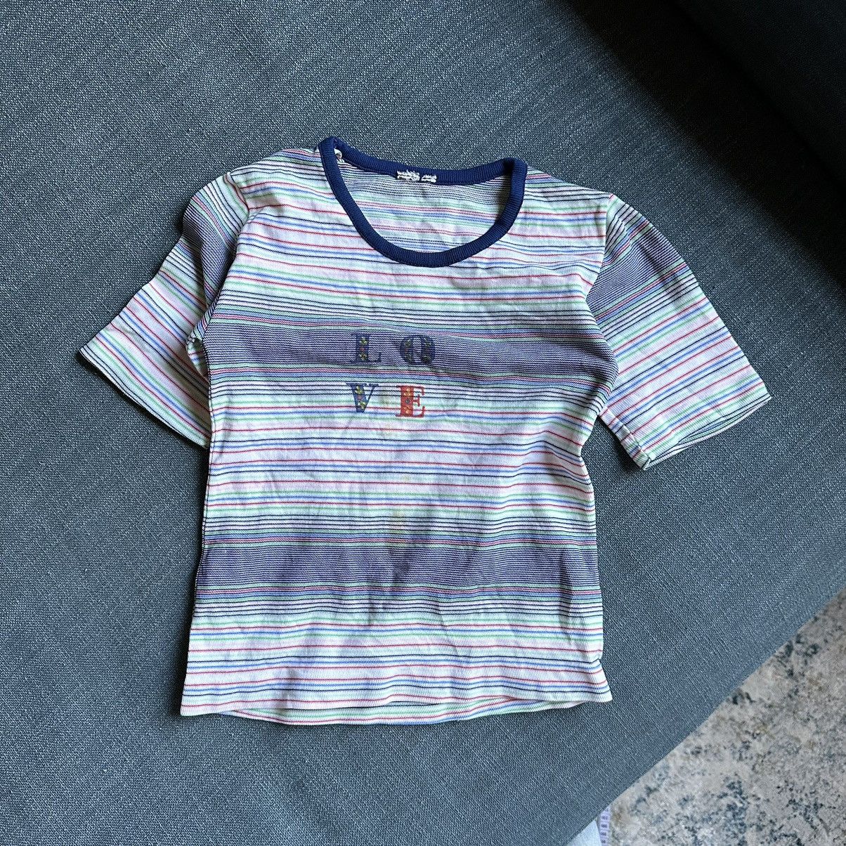 Other × Vintage Perfect Vintage 60s 70s Striped Love Baby Tee Youth Shirt Size XXS / US 00 / IT 34 - 2 Thumbnail