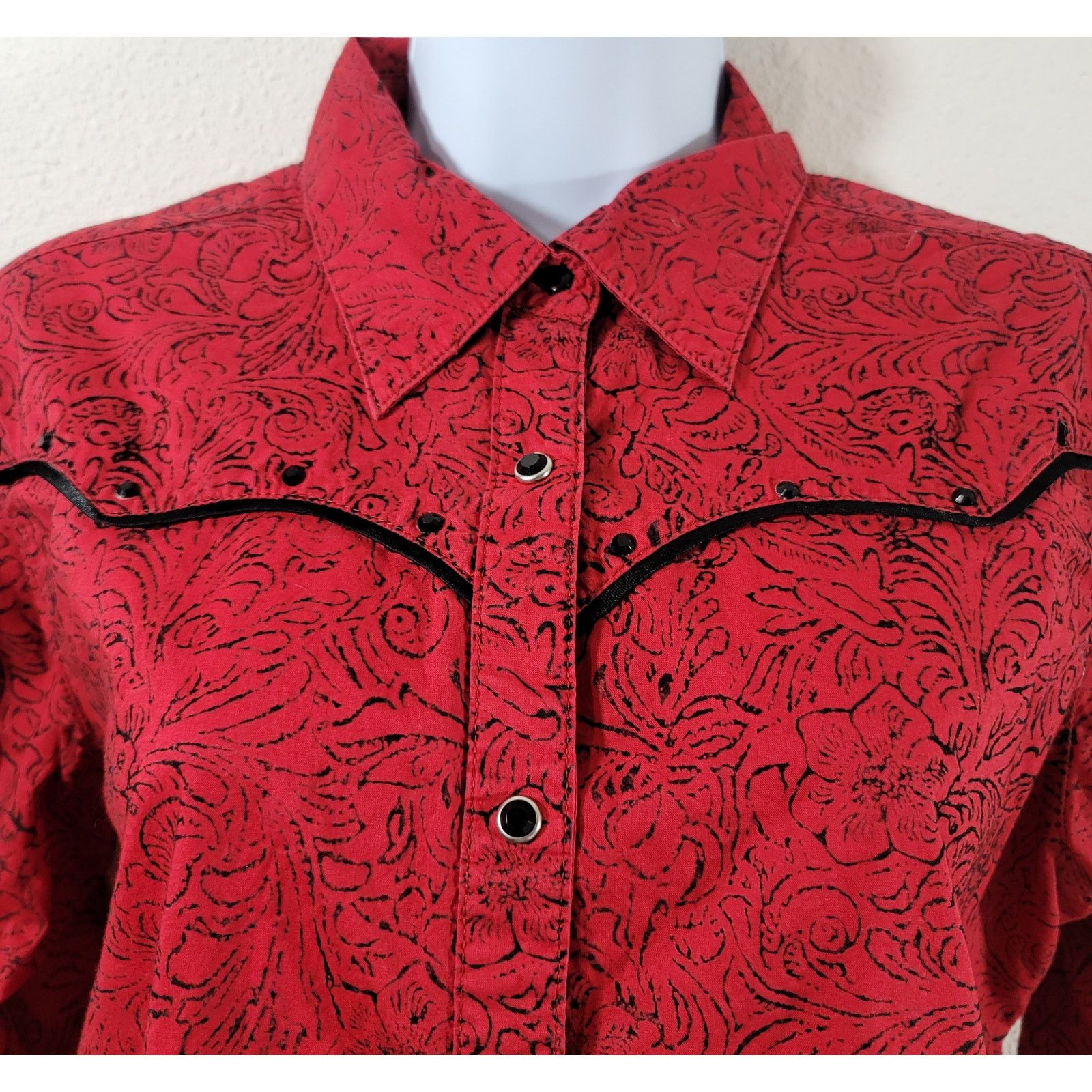 Wrangler Wrangler Red Black Rhinestones Button Snap Top Medium Size M / US 6-8 / IT 42-44 - 5 Thumbnail