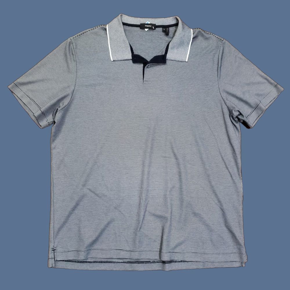 Theory Theory Polo Shirt Mens 2XL Stripe Short Sleeve Pima Cotton Gray Polo Mens 2XL Size US XXL / EU 58 / 5 - 1 Thumbnail