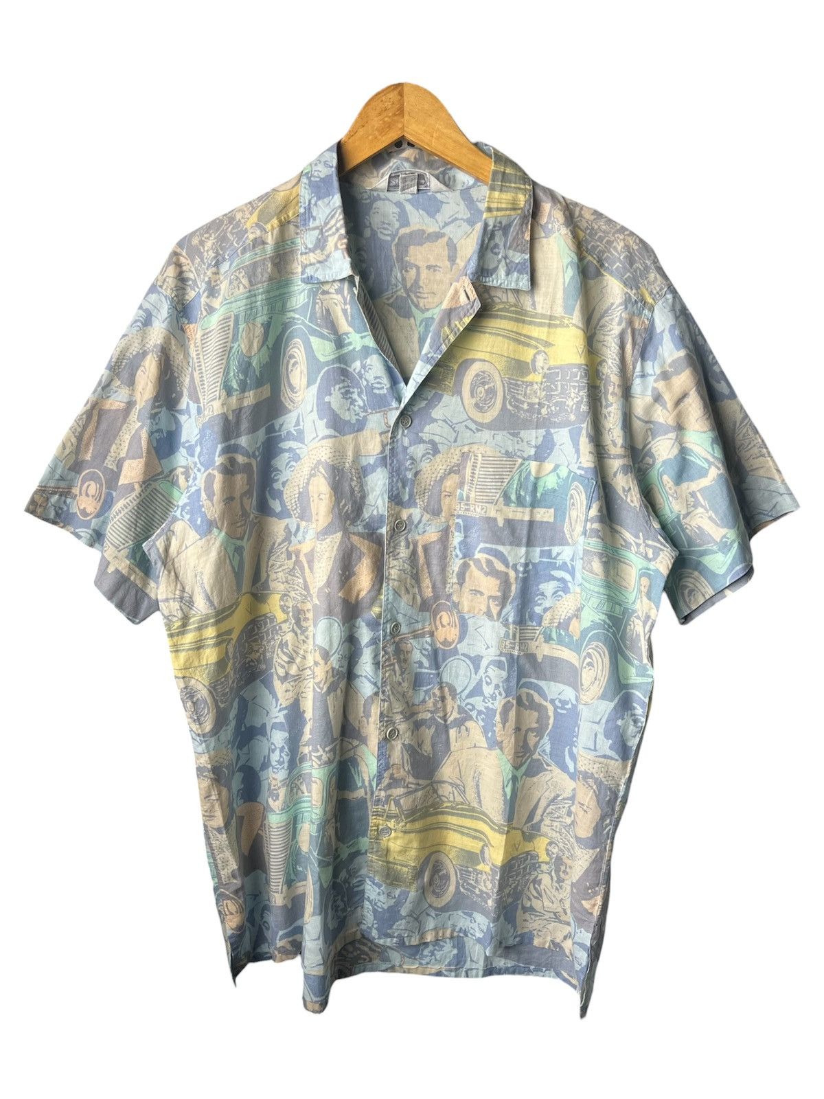 Ermenegildo Zegna 1990s Vintage Rare Zegna All Over Print Open Collar Shirt Size US L / EU 52-54 / 3 - 1 Thumbnail