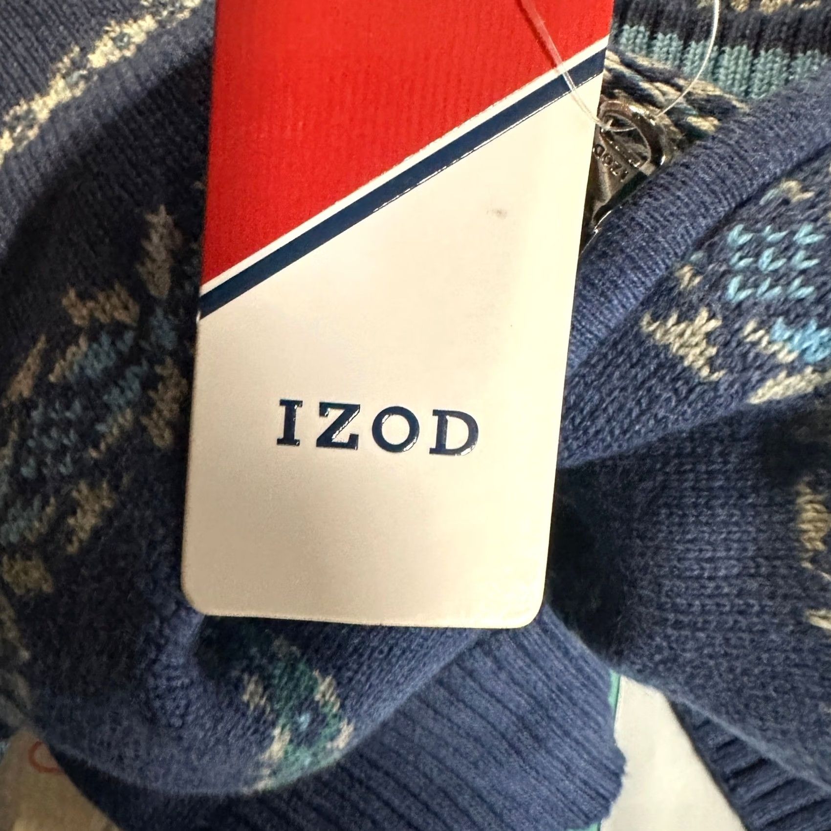 Izod VINTAGE? Izod Sweater Pullover Mens 2XL Blue Knit Geometric Quarter Zip Long Sleeve NEW Size US XXL / EU 58 / 5 - 6 Thumbnail