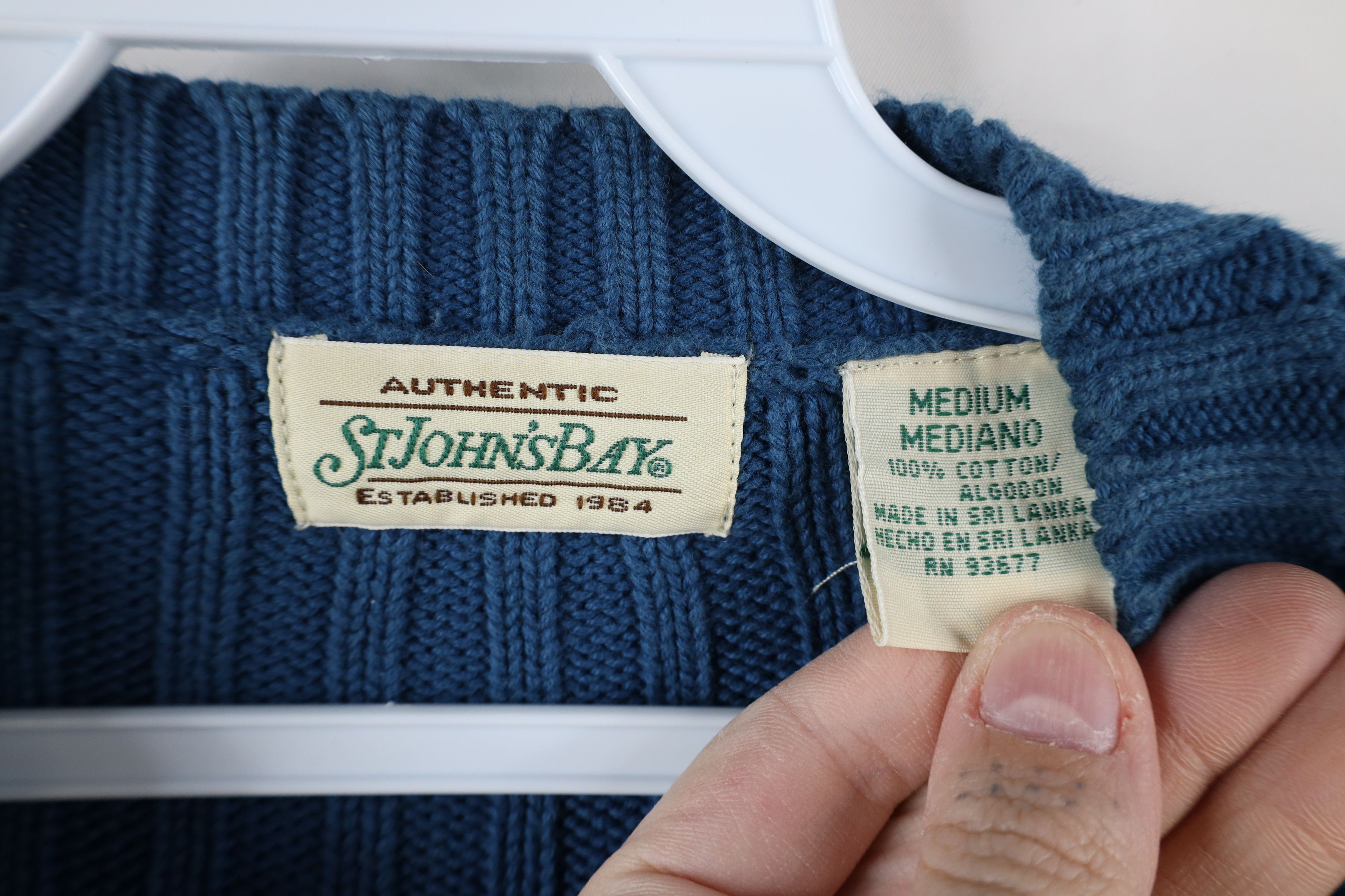 Vintage Vintage 90s Streetwear Cotton Ribbed Knit Sweater Blue Size US M / EU 48-50 / 2 - 6 Thumbnail