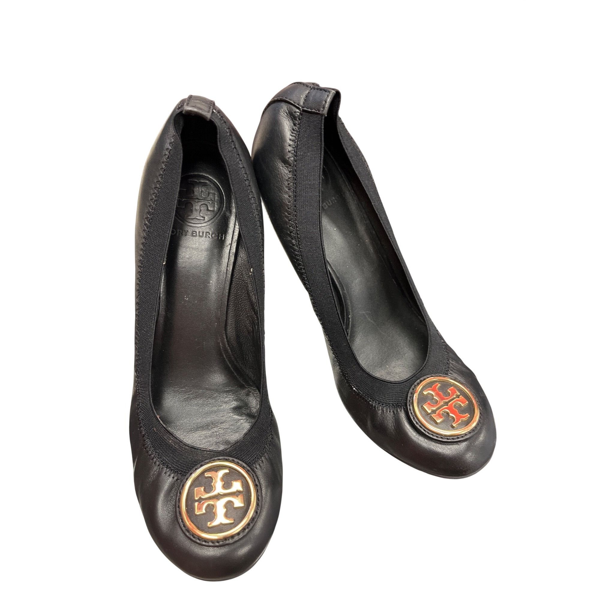 Tory Burch Tory Burch wms black leather slip wedge 2.5 heels shoes sz 8 Size US 8.5 / IT 38.5 - 18 Thumbnail