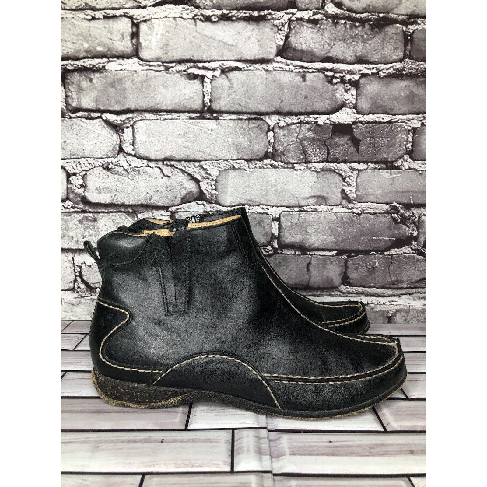 Hush Puppies Hush Puppies Black Leather Side Zip Casual Ankle Booties Wom Size US 8.5 / IT 38.5 - 4 Thumbnail