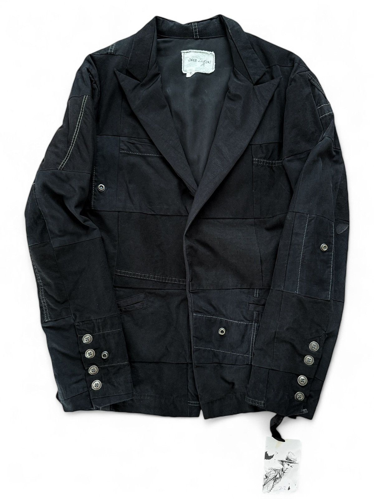 Greg Lauren Sz3 1/1 Black Workwear Tux Ollie Blazer Patchwork Jacket Size US L / EU 52-54 / 3 - 1 Thumbnail