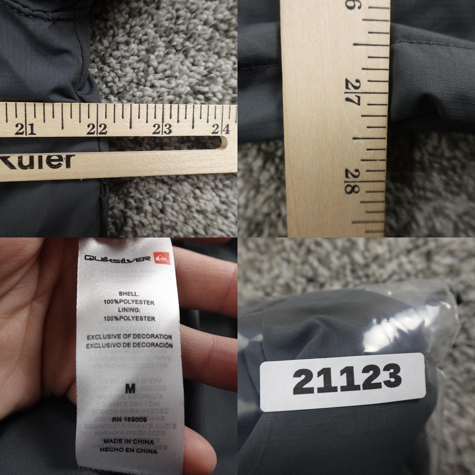 Quiksilver Quiksilver Jacket Mens M Gray DryFlight Windbreaker Full Zip Hooded Pockets Water Resistant Lightweight Casual Activewear Size US M / EU 48-50 / 2 - 8 Thumbnail