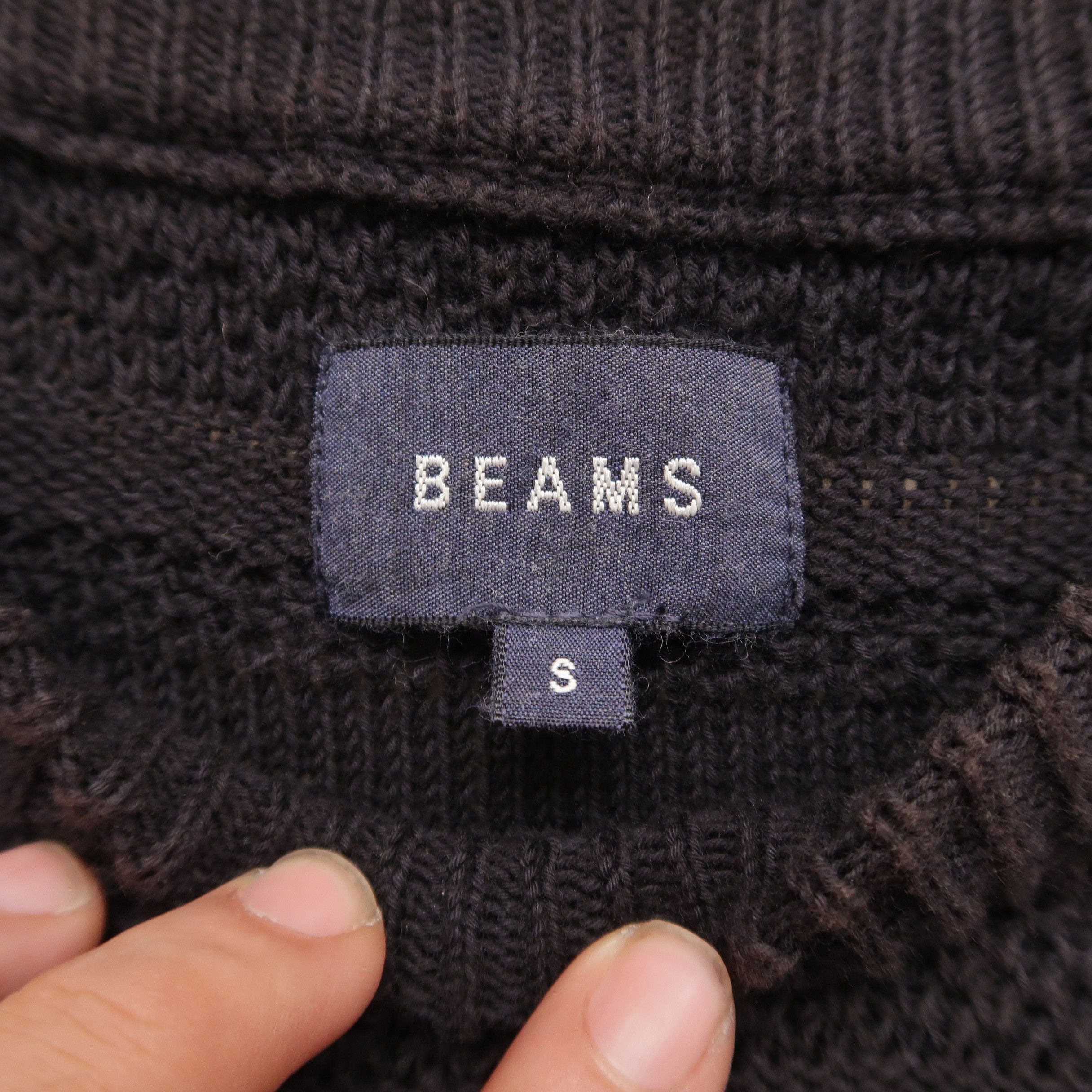 Beams Plus Vintage 90s Beams Cable Knit T-Shirt Faded Black Size US S / EU 44-46 / 1 - 4 Thumbnail