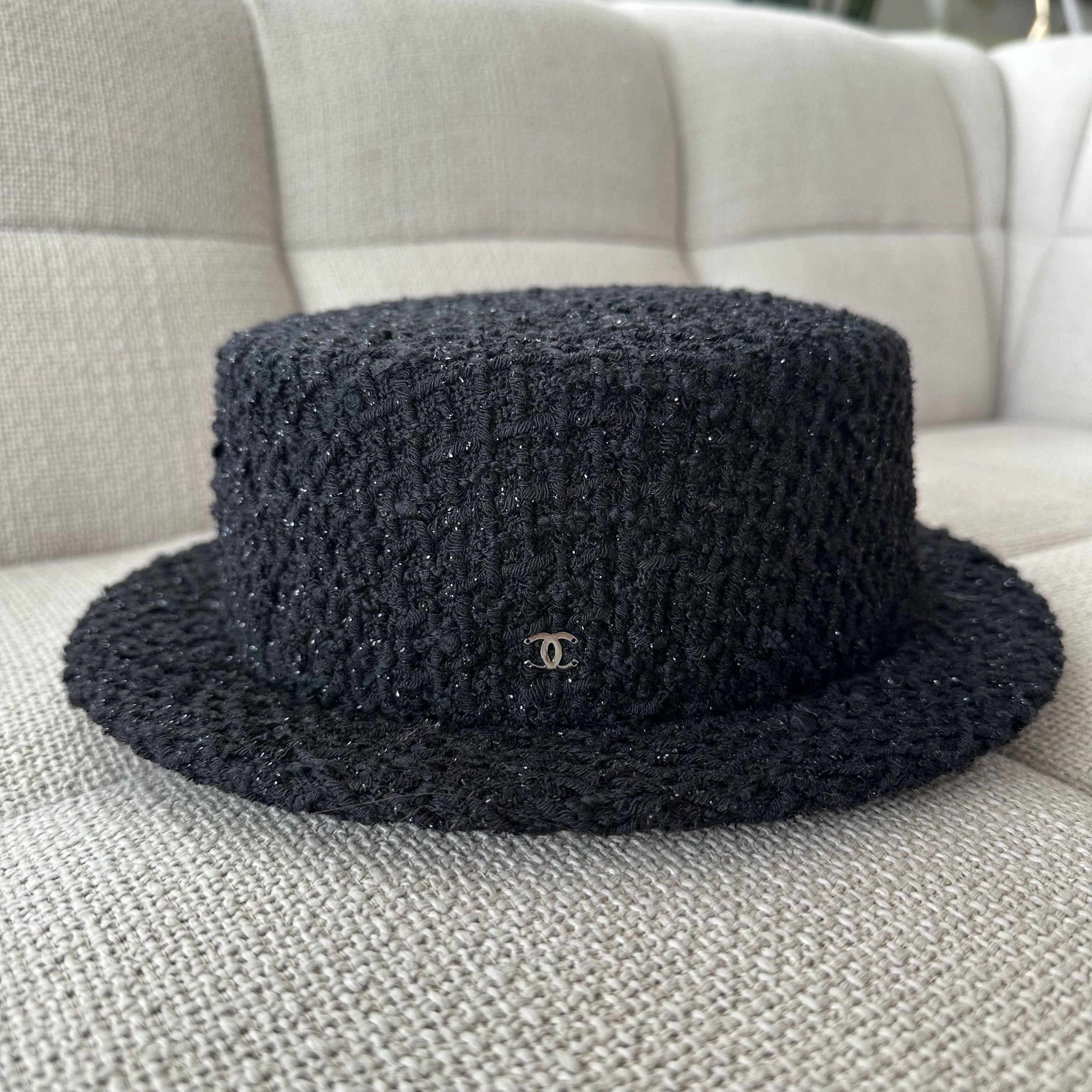 Chanel CHANEL Boater hat in black Tweed BNWT Size ONE SIZE - 3 Thumbnail