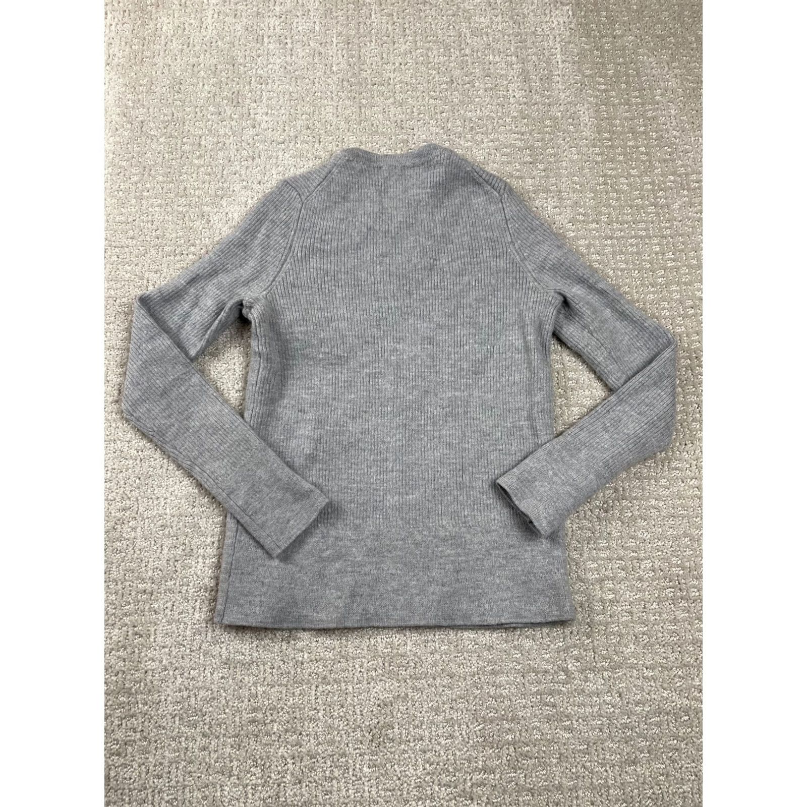 Saks Fifth Avenue Saks Fifth Avenue Sweater Womens XS Merino Wool Blend Gray Ribbed Knit Crew Neck Pullover Long Sleeve Casual Modern Size XS / US 0-2 / IT 36-38 - 5 Thumbnail
