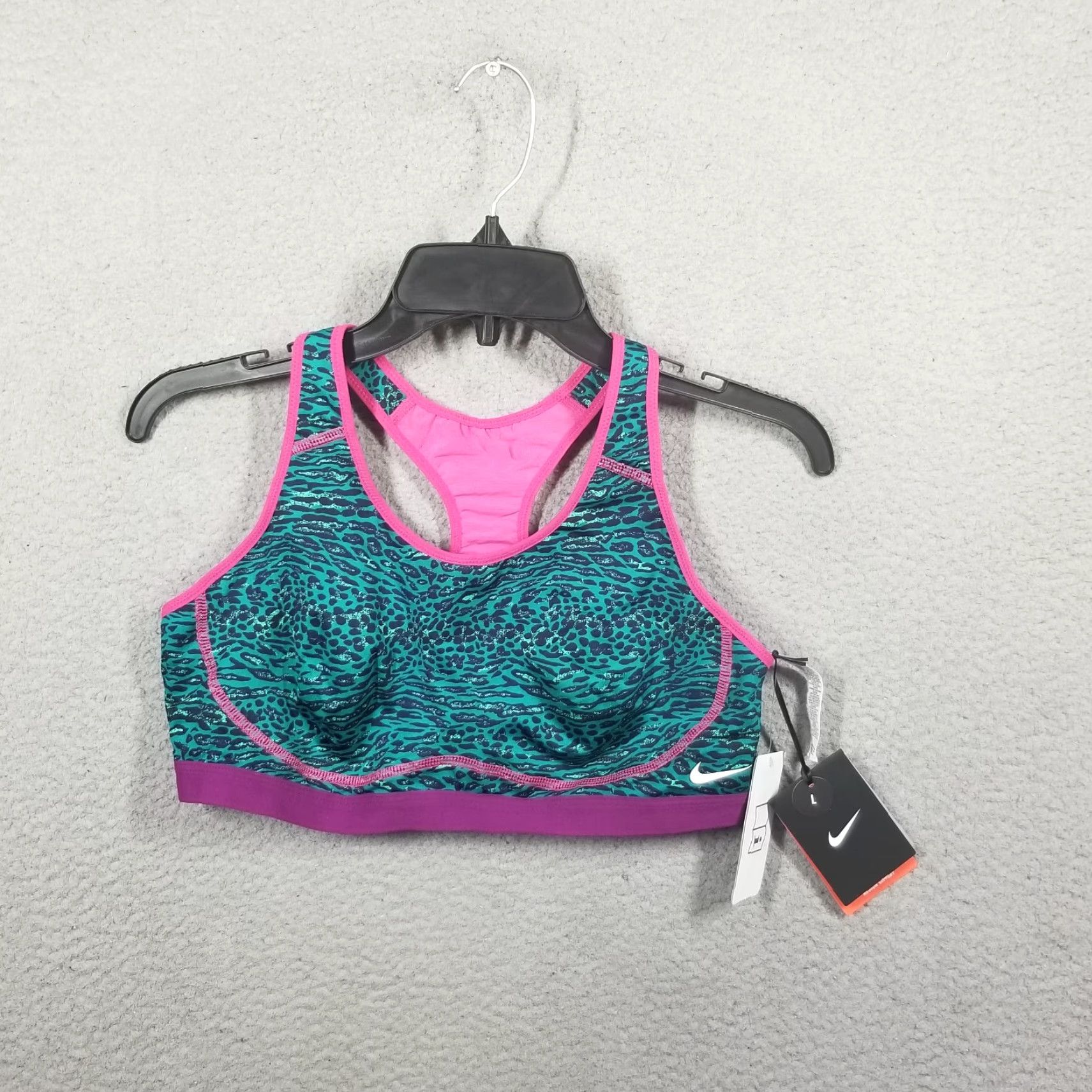 Nike Nike PRO Bra Womens Large Teal Pink Venom Printed Sports Bra Size ONE SIZE - 2 Thumbnail