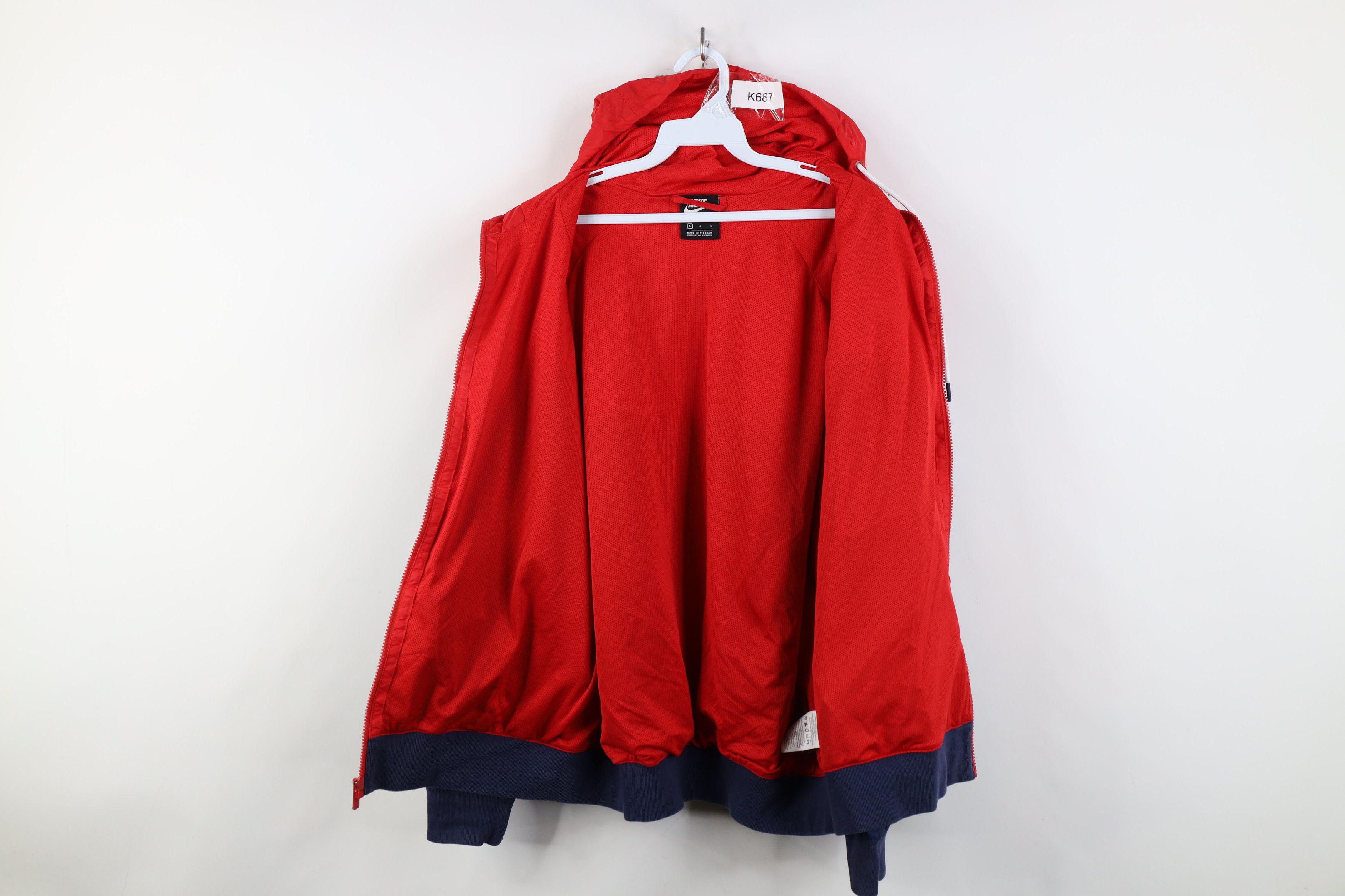 Nike Nike Block Hooded Windrunner Windbreaker Jacket Red Blue Size US L / EU 52-54 / 3 - 10 Thumbnail