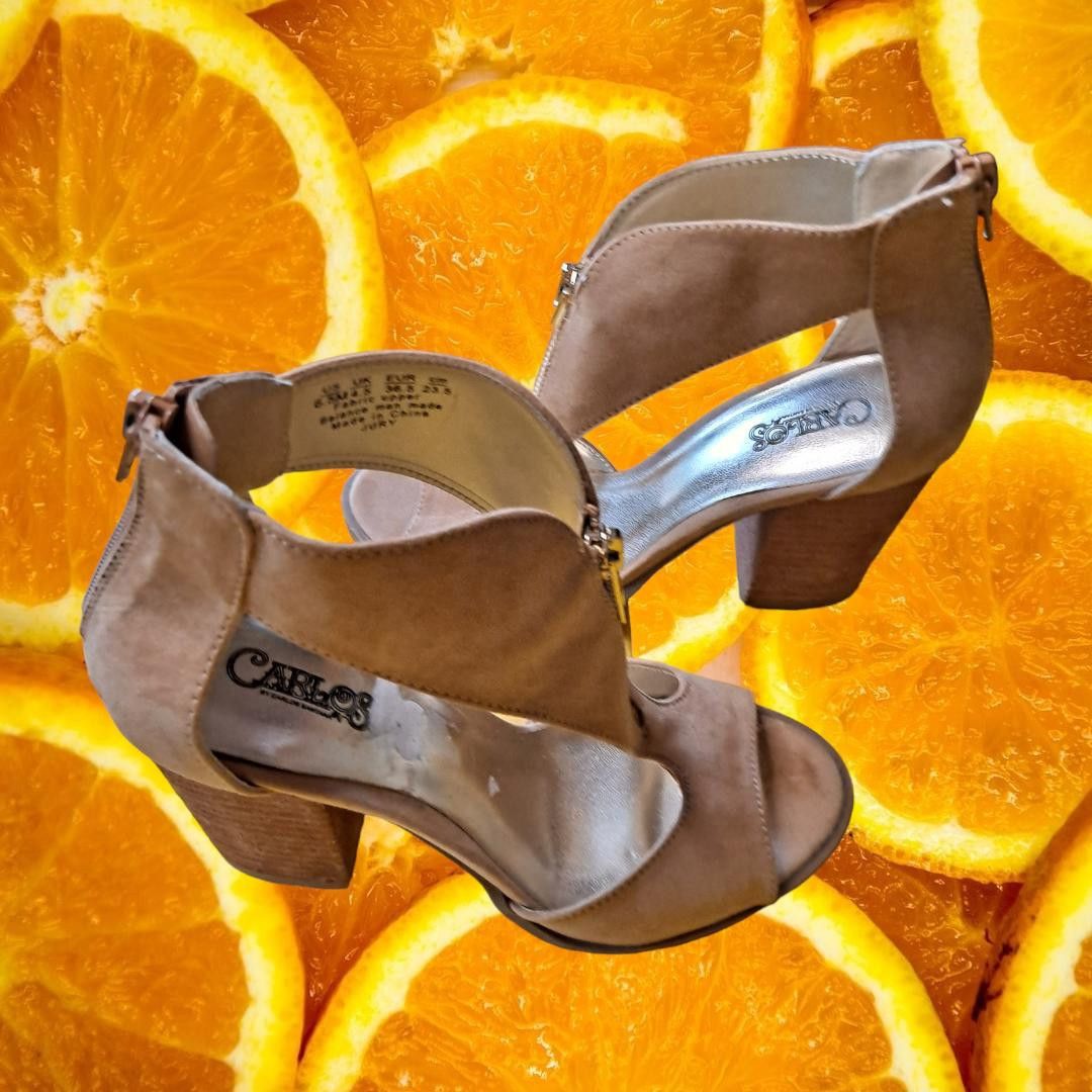 Other Carlos Tan Chunky Heel with Ankle Straps and Front and Back Size US 6.5 / IT 36.5 - 1 Thumbnail