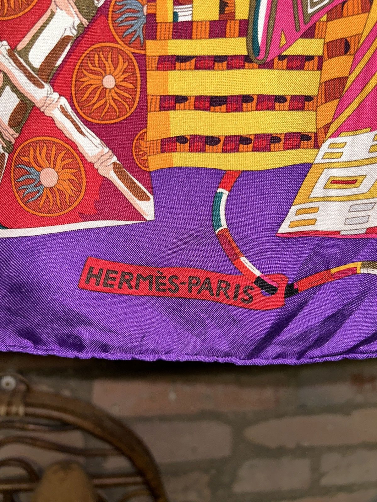 Hermes Hermes Voyage En Etoffes Silk Scarf Handkerchief In Purple Size ONE SIZE - 6 Thumbnail