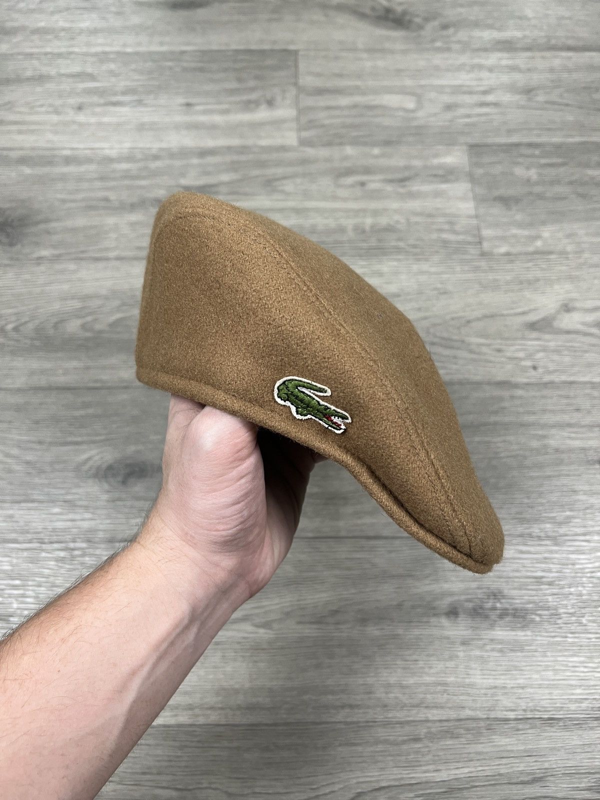 Lacoste Lacoste Unisex Wool Flat Cap Beret Hat Light Brown size 56 Size ONE SIZE - 1 Thumbnail
