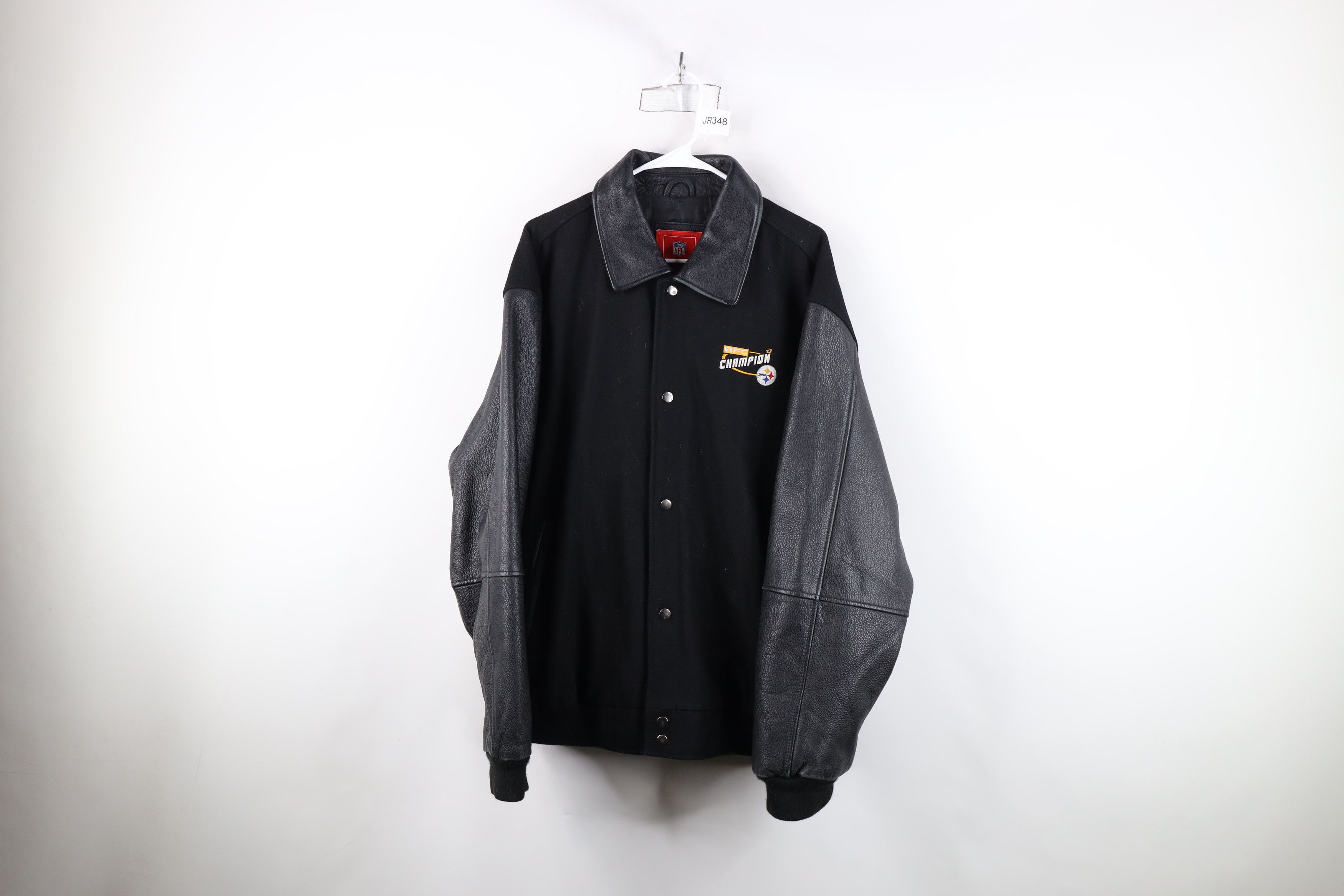 Vintage Vintage Steelers Football Wool Leather Varsity Jacket Black Size US XL / EU 56 / 4 - 1 Thumbnail