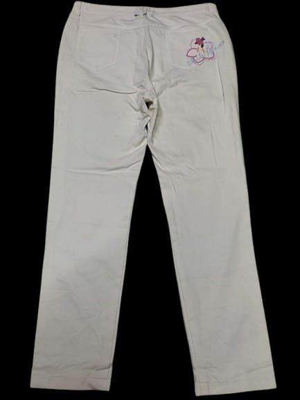 Japanese Brand × Jean × Vintage WHITE JEANS LADY EMBROIDERED FLOWER Size 33" - 3 Thumbnail