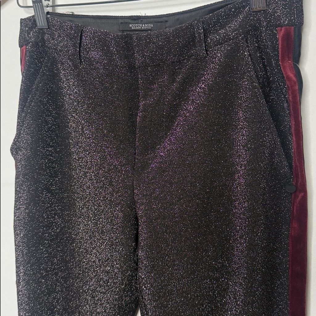Scotch & Soda NWOT Scotch & Soda Atelier Lurex velvet side stripe pants S Size 27" / US 4 / IT 40 - 5 Thumbnail