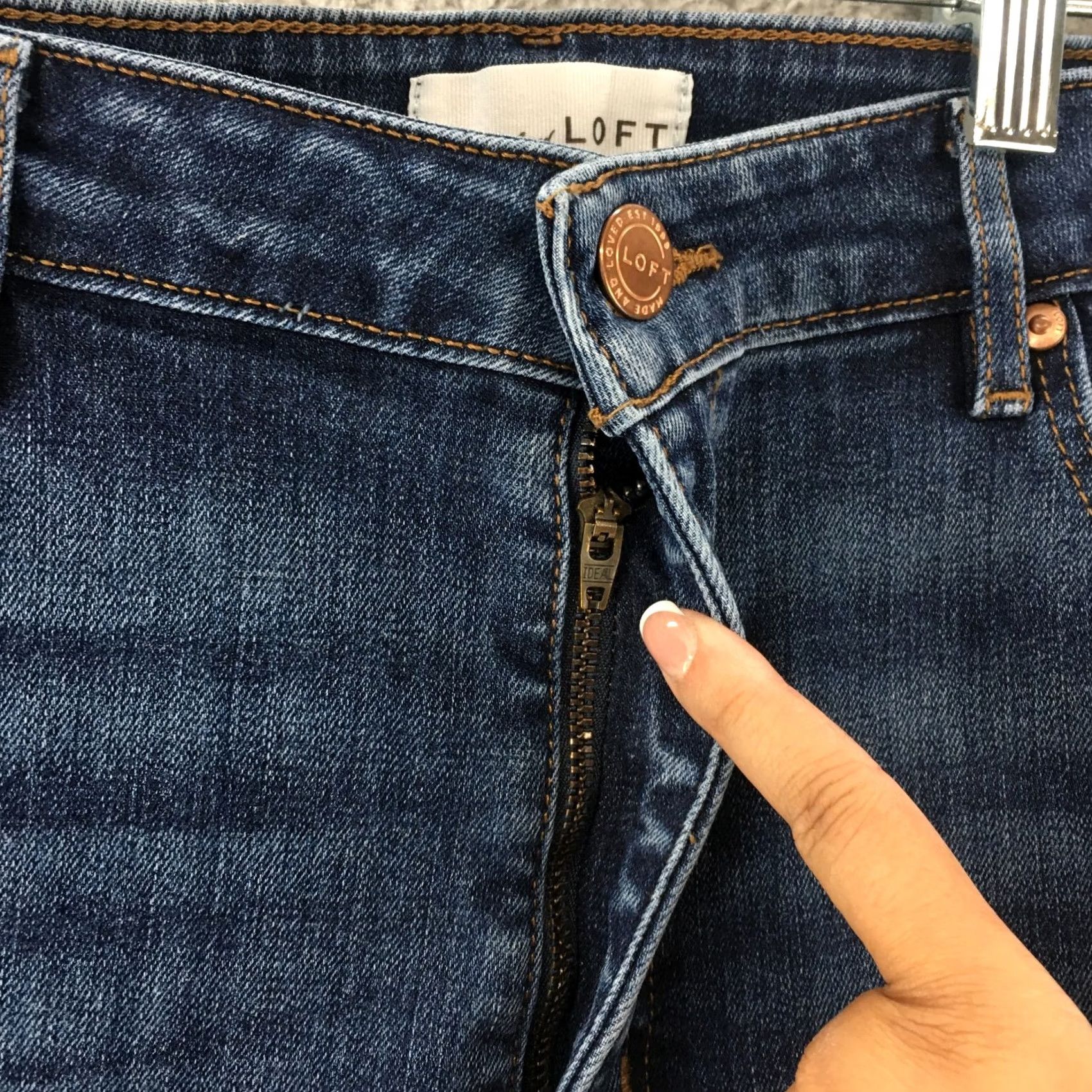 Loft LOFT Skinny Jeans Womens 35 Inch Waist Blue Medium Wash Denim High Rise Zip Fly Jeans Womens Skinny Fit Size 24" / US 00 / IT 34 - 4 Thumbnail