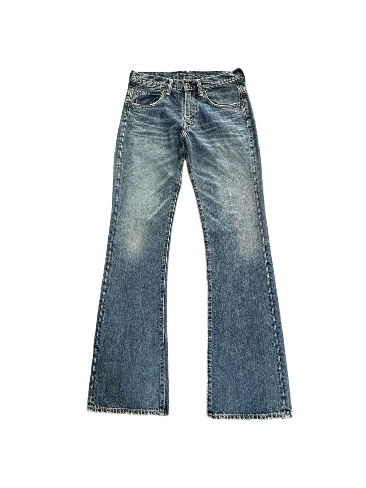 image of Carpe Diem x Junhashimoto Ss17- Wjk By Junhashimoto Flared Denim in Blue Stone Wash, Men's (Size 30