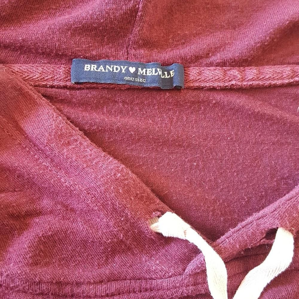 Designer Burgundy Hooded Melville Thin Sweatshirt Size ONE SIZE - 3 Thumbnail