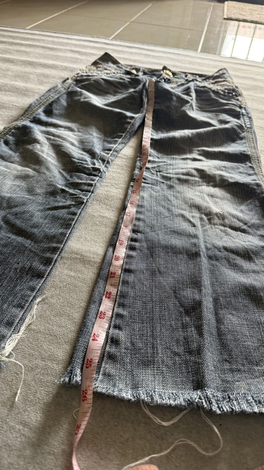 Japanese Brand Perfume by COOLA Distress Flare Denim Jeans Lace Patchwk Y2K Size 27" / US 4 / IT 40 - 15 Thumbnail