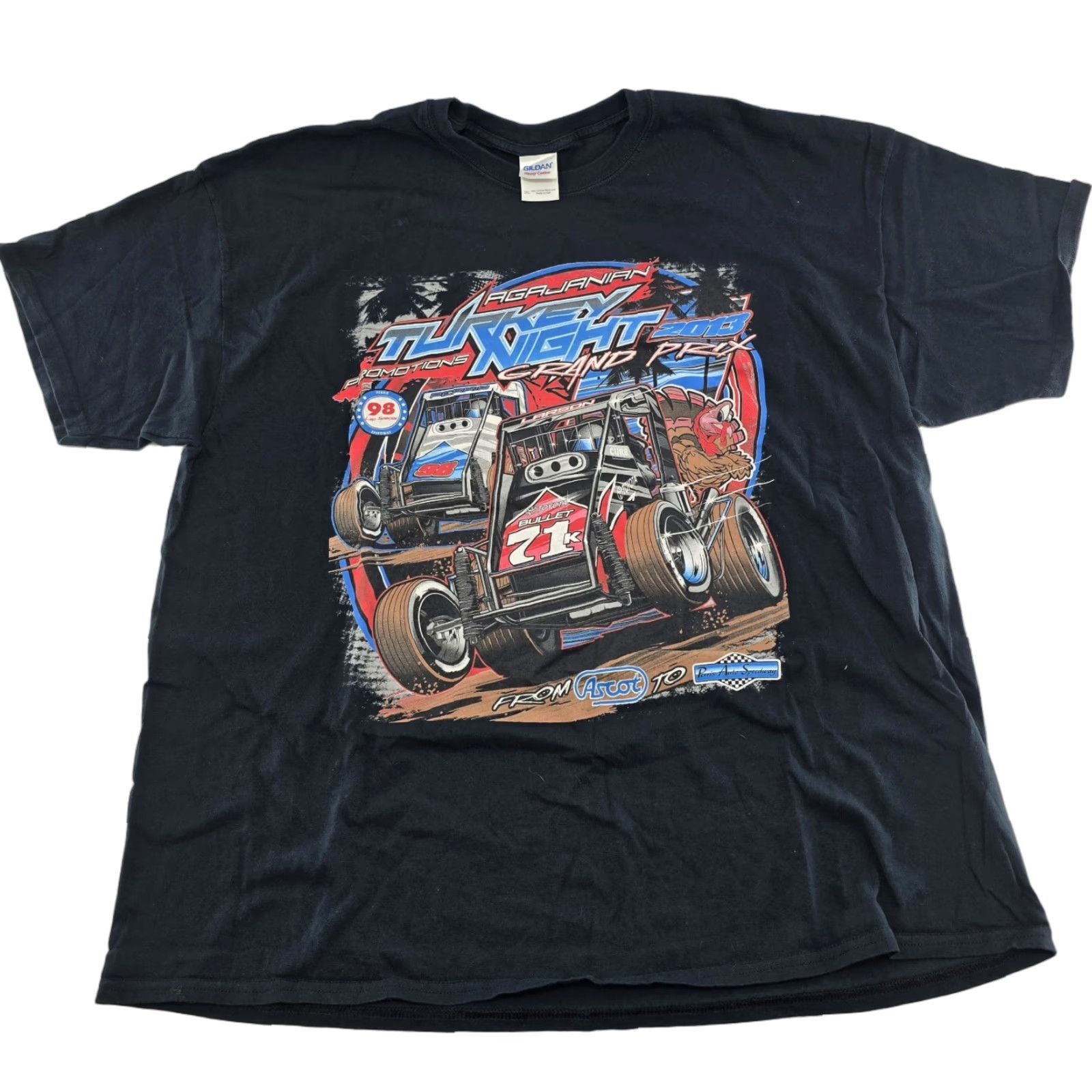 Vintage VINTAGE Fruit Shirt Men 2XL Black Grand Prix 2013 73rd 98 Lap Perris Auto Speed Night Turkey Racing -Perris Auto Speed Mens Size US XXL / EU 58 / 5 - 1 Thumbnail