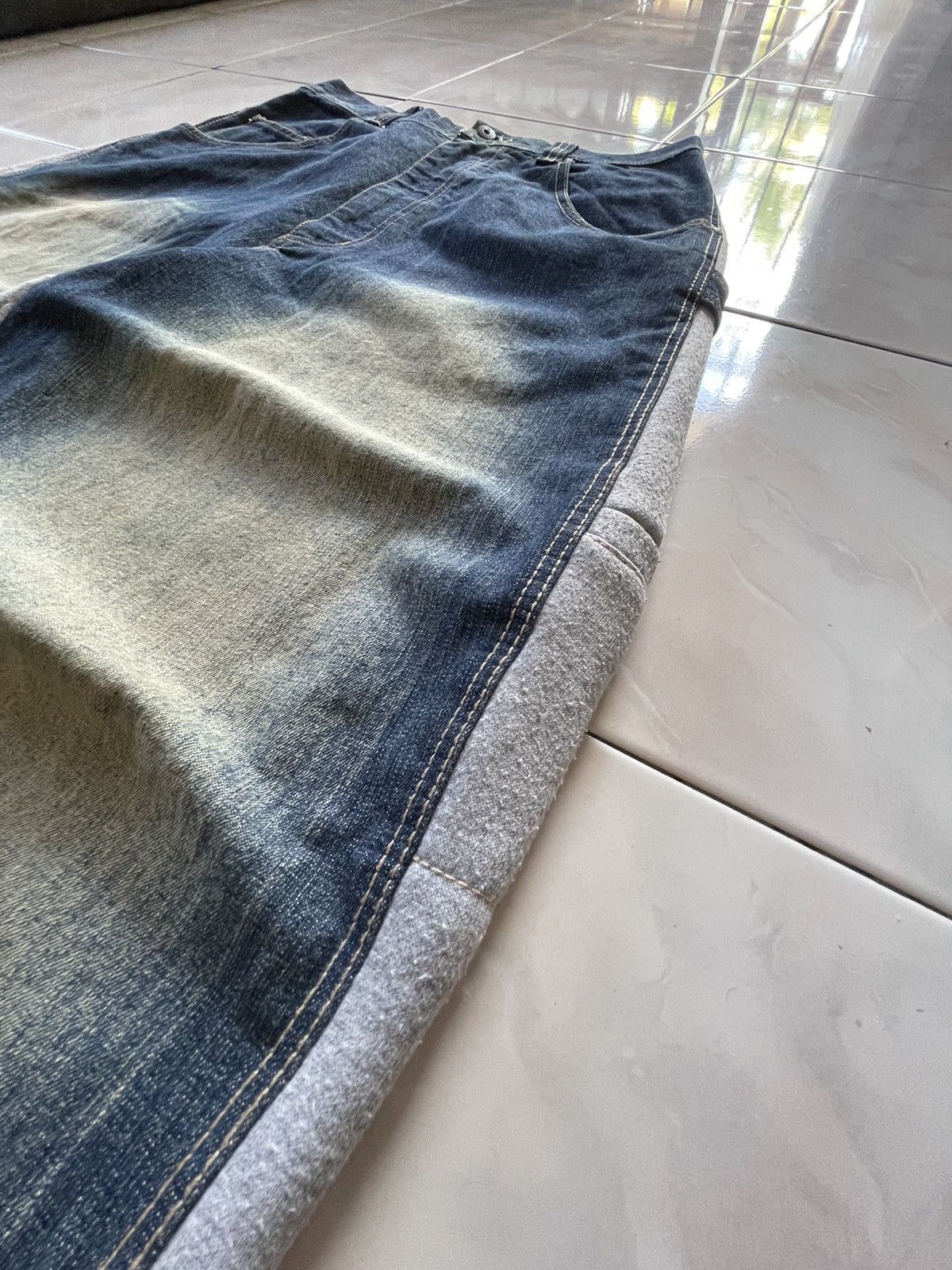 GB × Japanese Brand × Marithe + Francois Girbaud GB Baggy Hybrid Denim Sweat Muddy Wash Jeans Size US 34 / EU 50 - 9 Thumbnail
