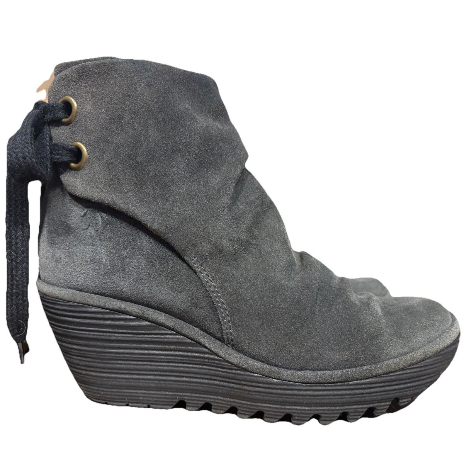 Fly London Fly London Yama Wedge Boots Women's SZ 38 Gray Suede Slouchy Size US 8 / IT 38 - 2 Thumbnail