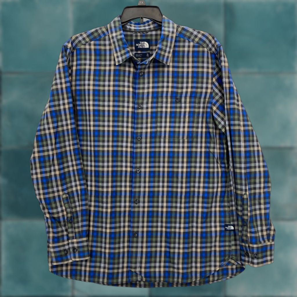 The North Face The North Face Long Sleeve Button Up Shirt Mens XL Blue Plaid Hiking Travel Camp Size US XL / EU 56 / 4 - 1 Thumbnail