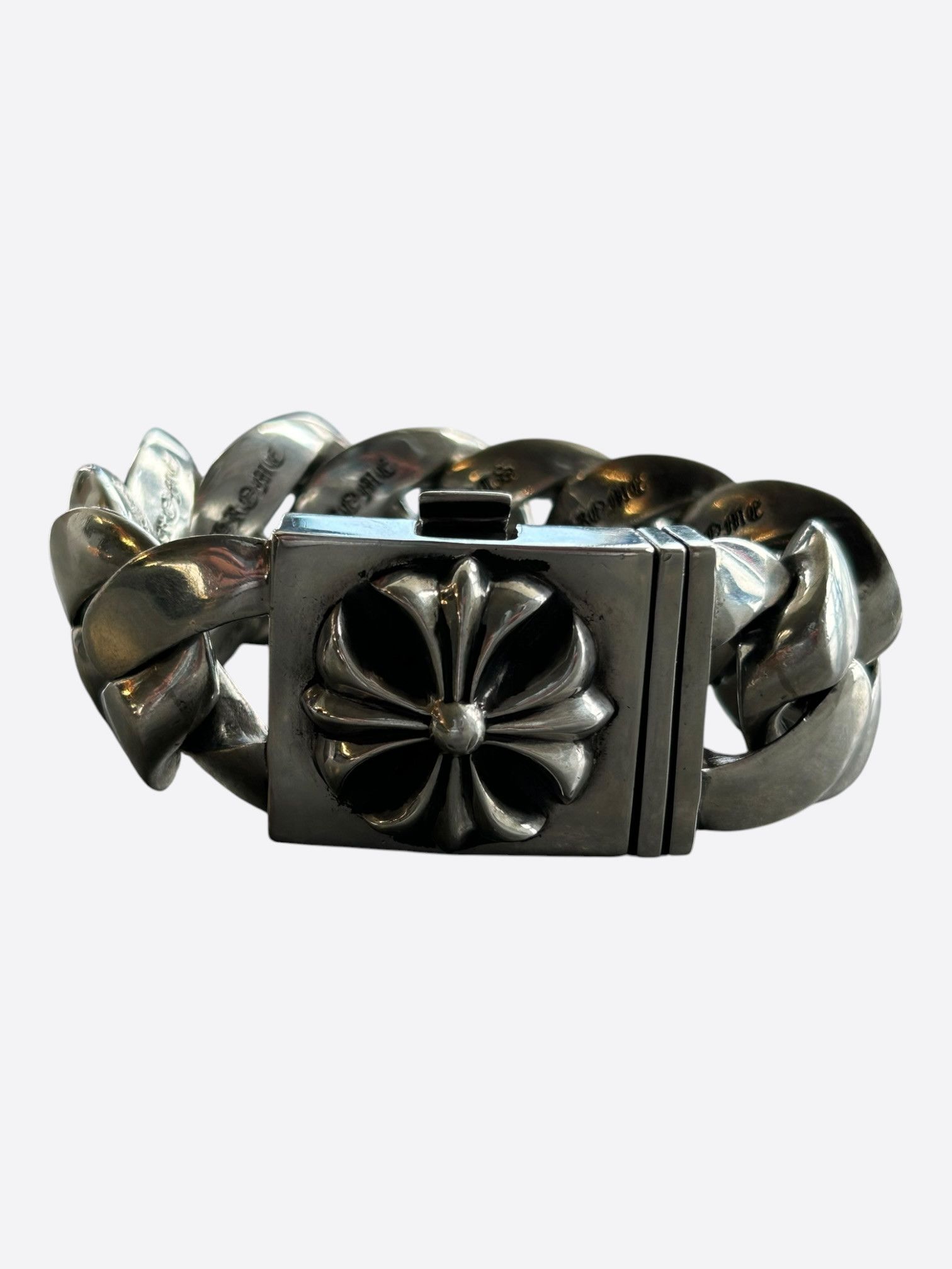 Chrome Hearts Chrome Hearts Silver Plus Cross XL Cuban Bracelet Size ONE SIZE - 1 Thumbnail