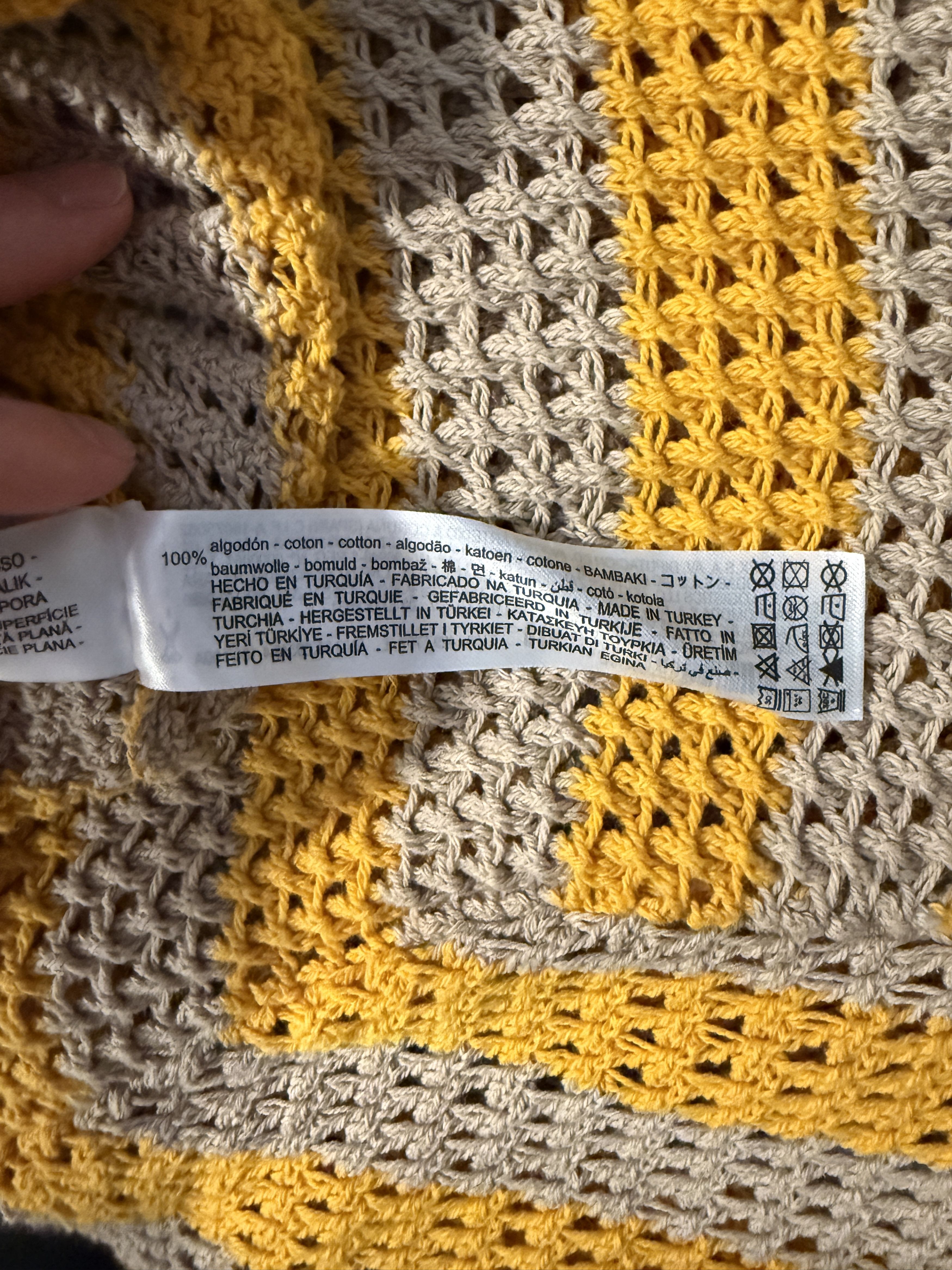 Zara Zara Open Knit Striped Cotton Polo (Beige/Yellow) Size US L / EU 52-54 / 3 - 4 Thumbnail